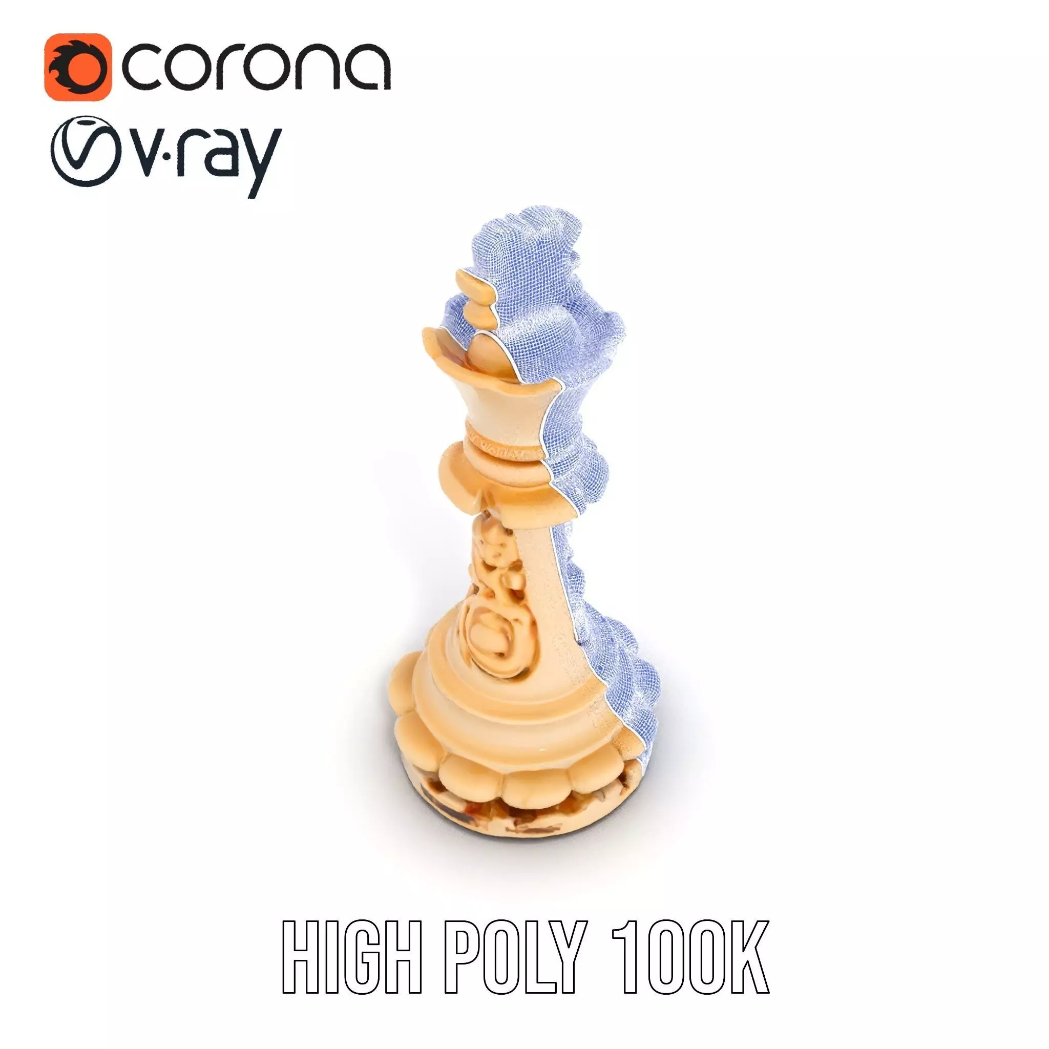 Elegant Ivory Chess King model pack Low-poly 3D model_33
