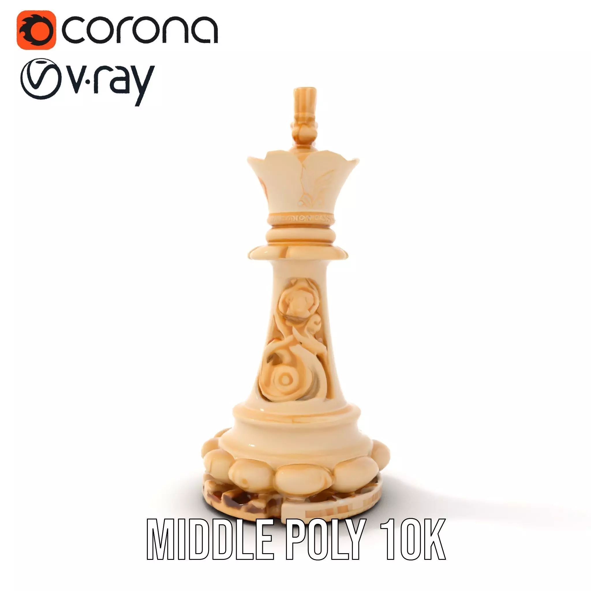 Elegant Ivory Chess King model pack Low-poly 3D model_15