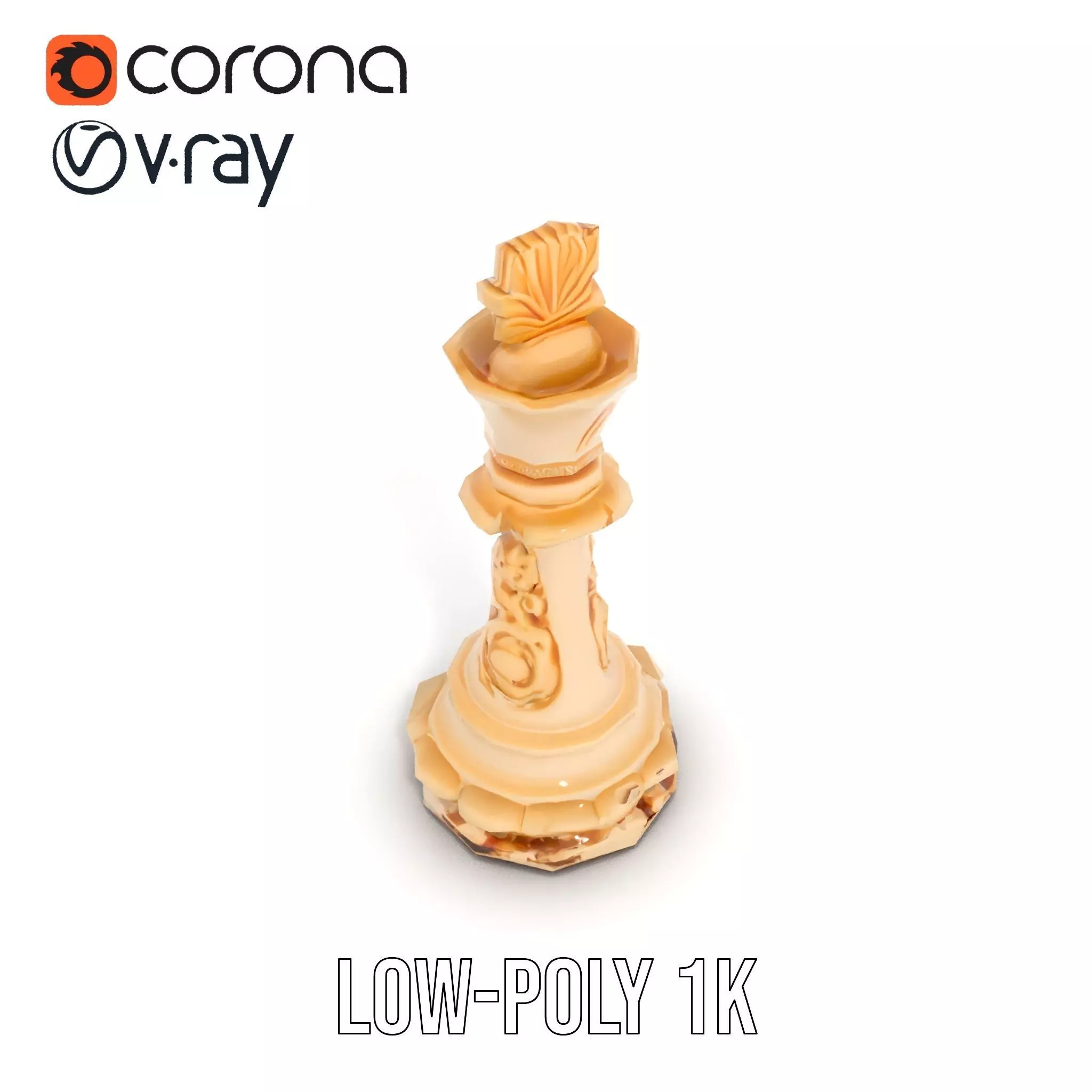Elegant Ivory Chess King model pack Low-poly 3D model_14