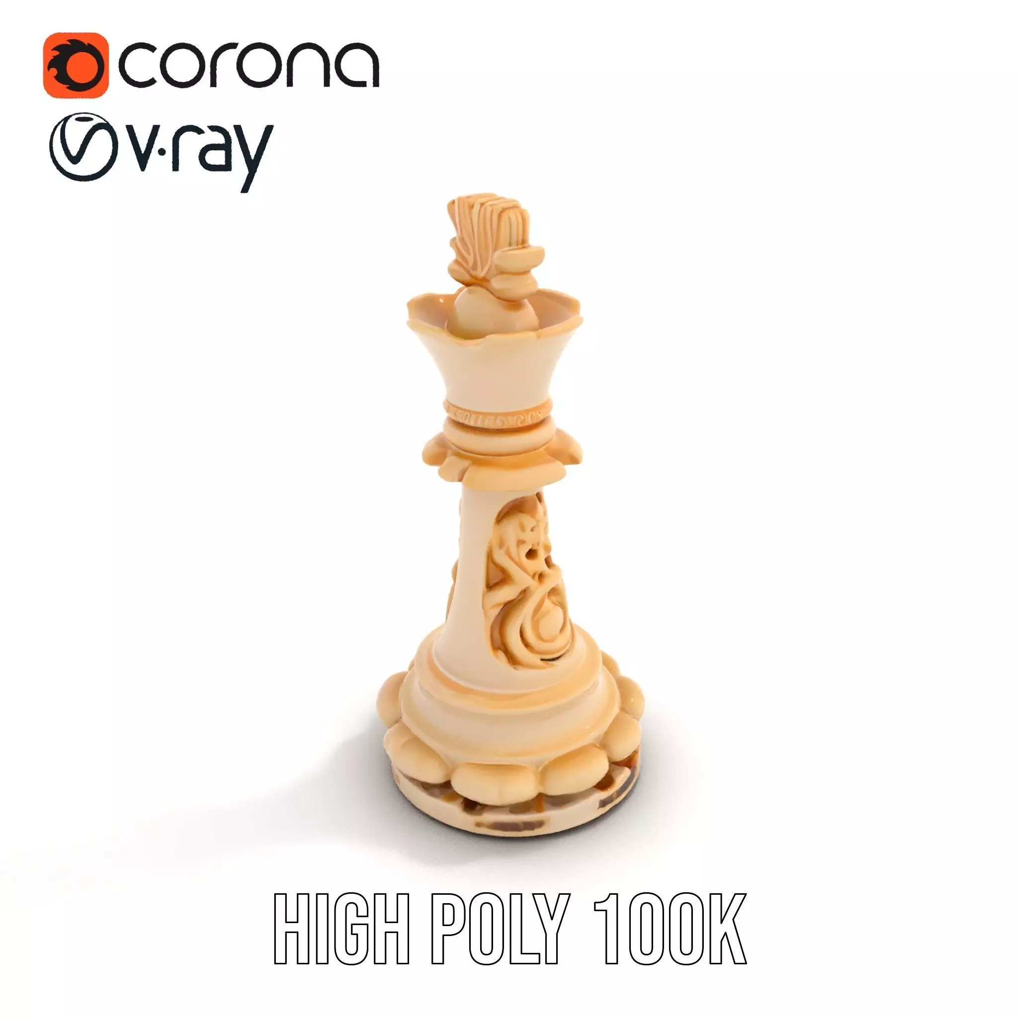 Elegant Ivory Chess King model pack Low-poly 3D model_28