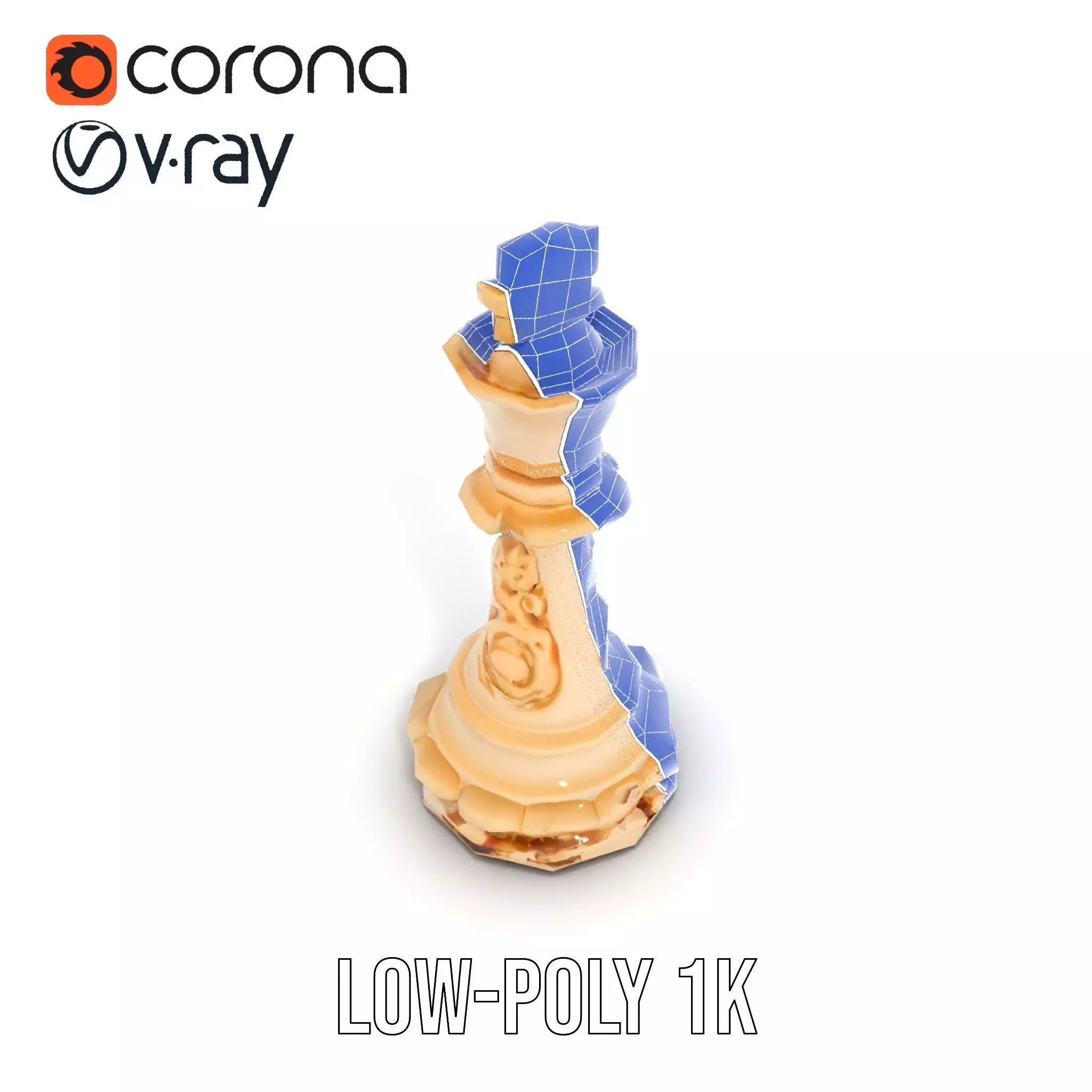 Elegant Ivory Chess King model pack Low-poly 3D model_12