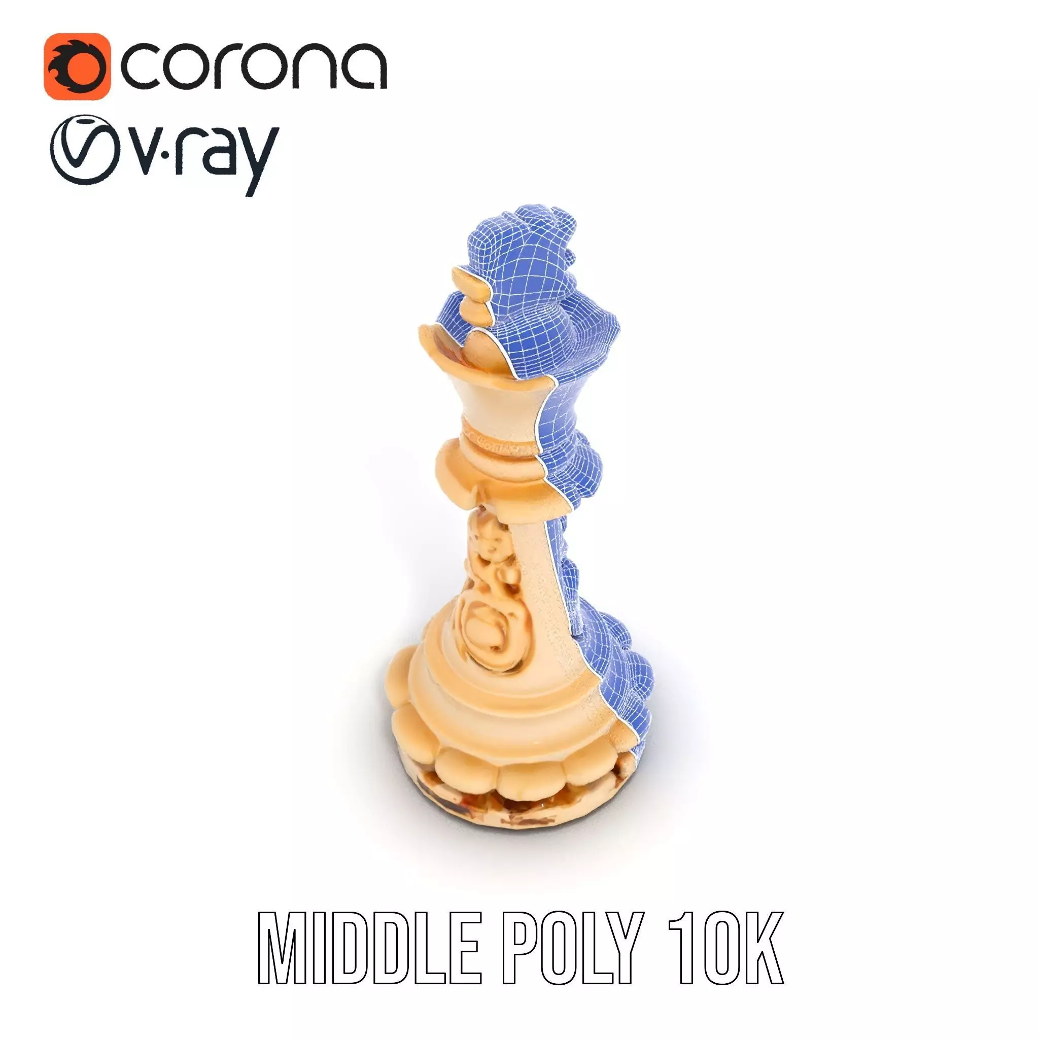 Elegant Ivory Chess King model pack Low-poly 3D model_29