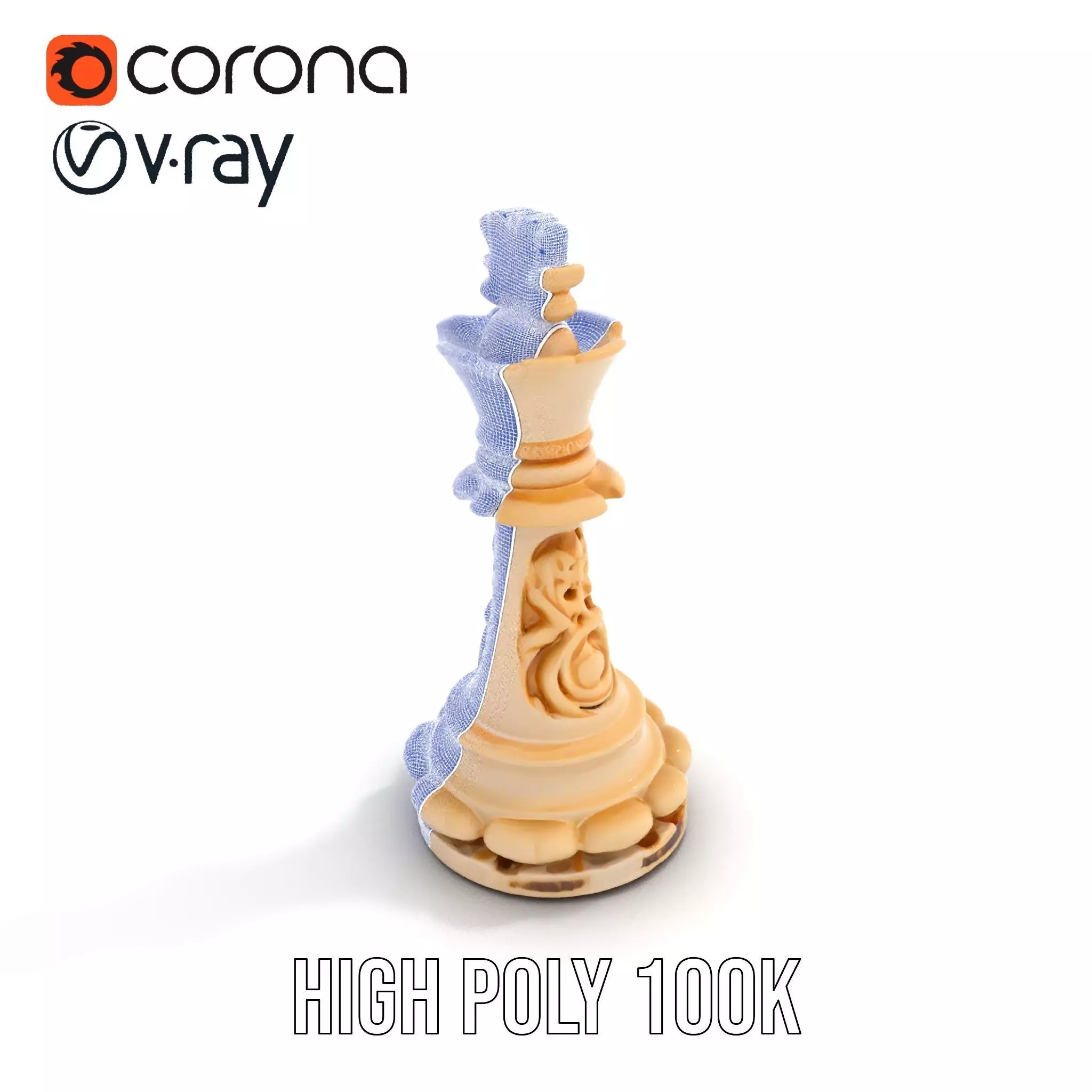 Elegant Ivory Chess King model pack Low-poly 3D model_25