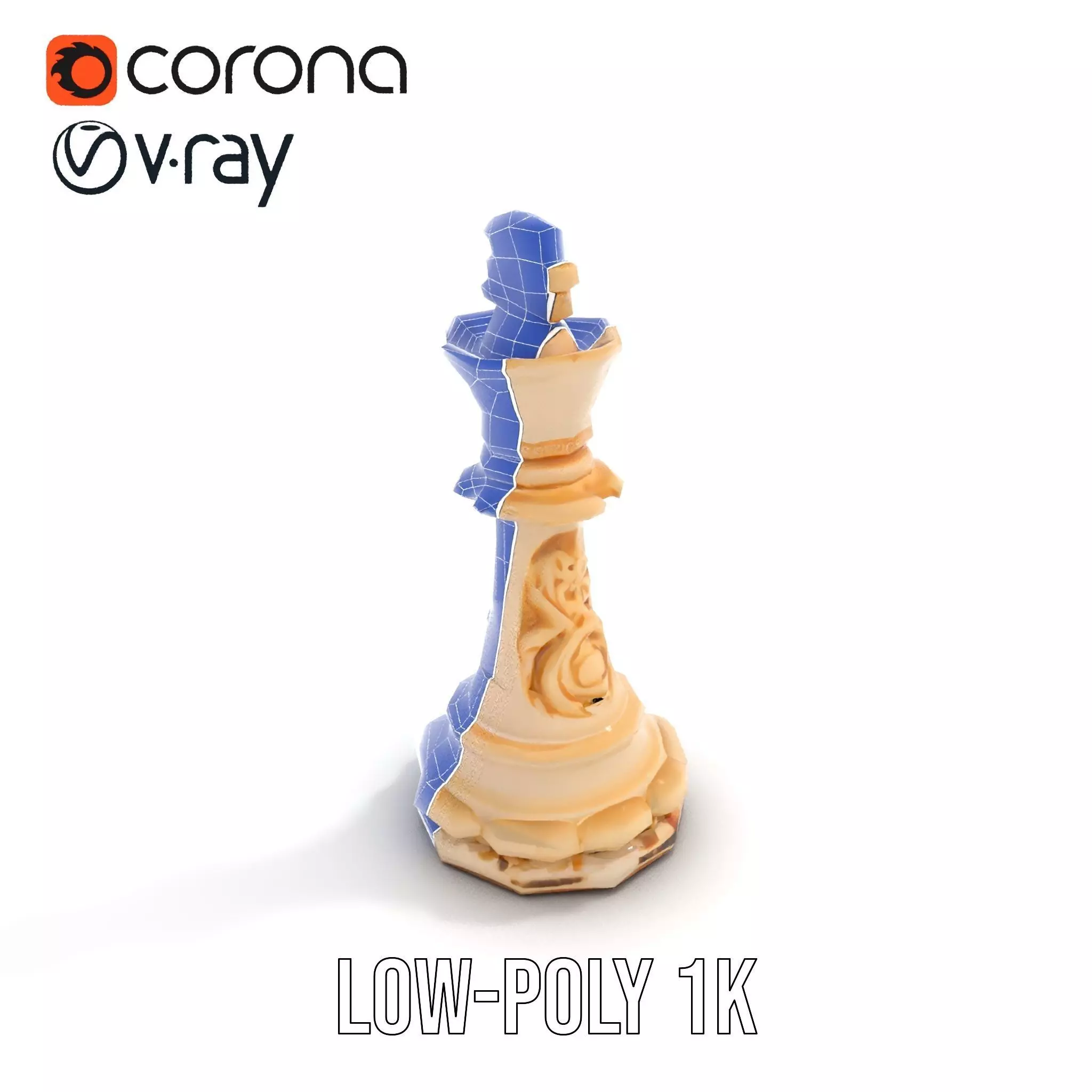 Elegant Ivory Chess King model pack Low-poly 3D model_27