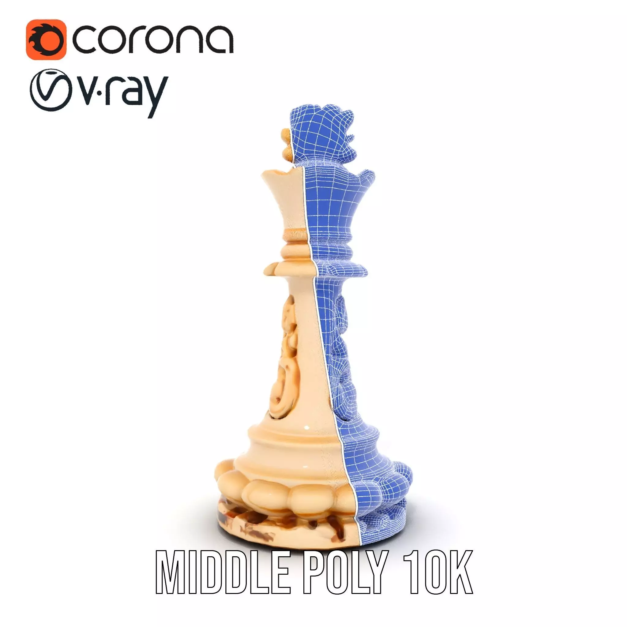 Elegant Ivory Chess King model pack Low-poly 3D model_18