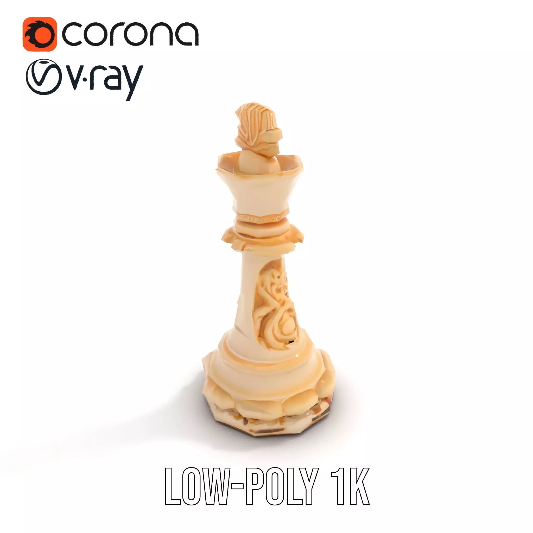 Elegant Ivory Chess King model pack Low-poly 3D model_24
