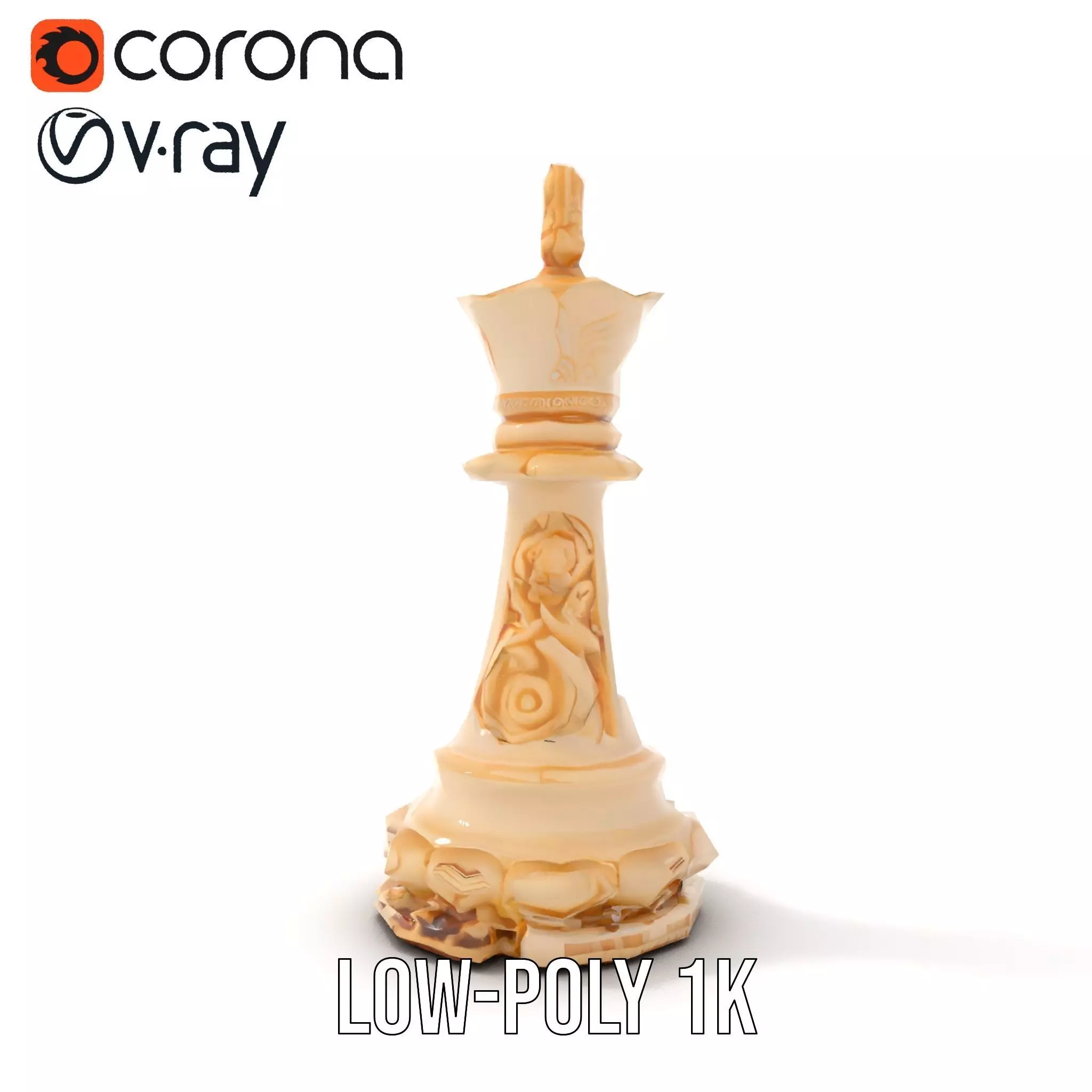 Elegant Ivory Chess King model pack Low-poly 3D model_7