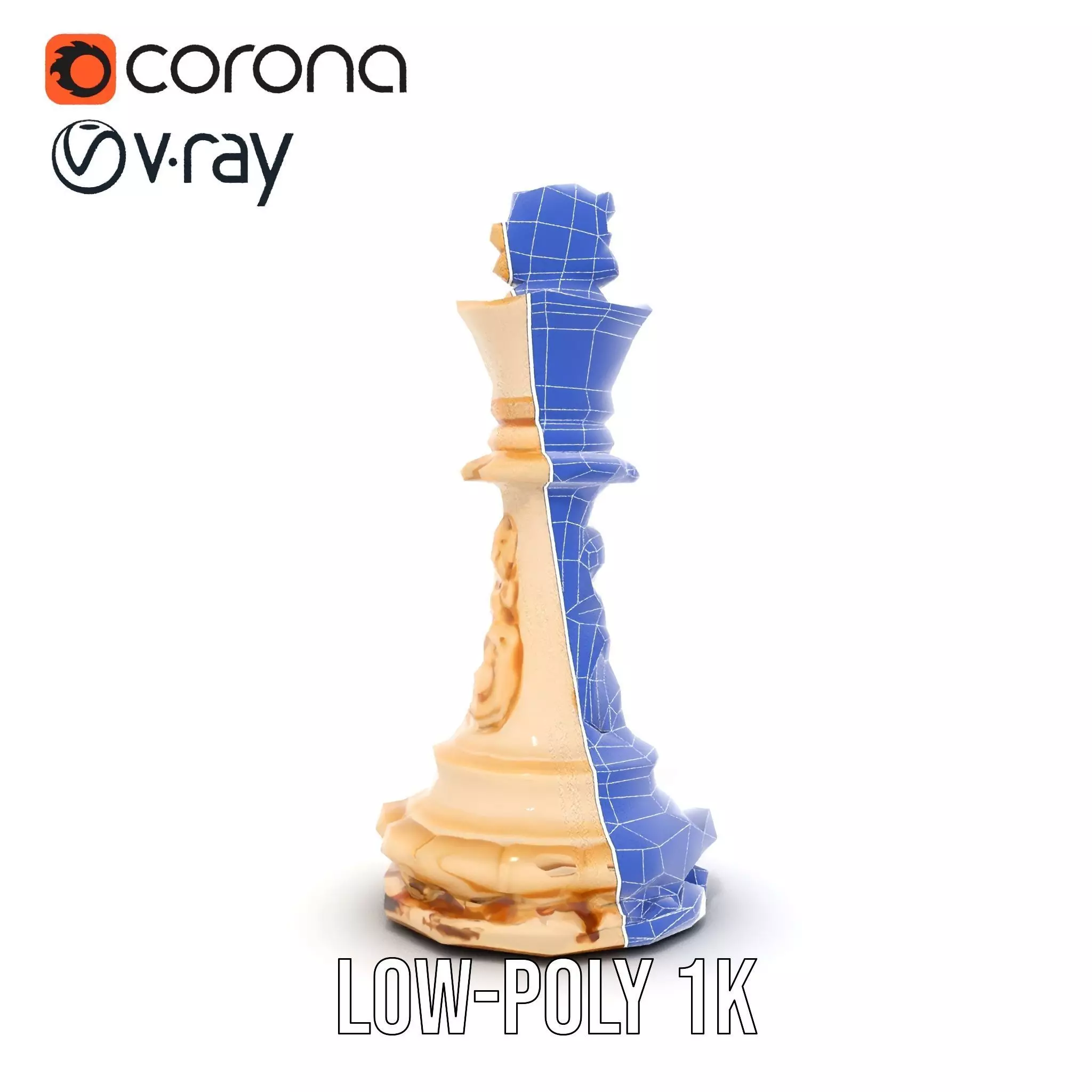 Elegant Ivory Chess King model pack Low-poly 3D model_30