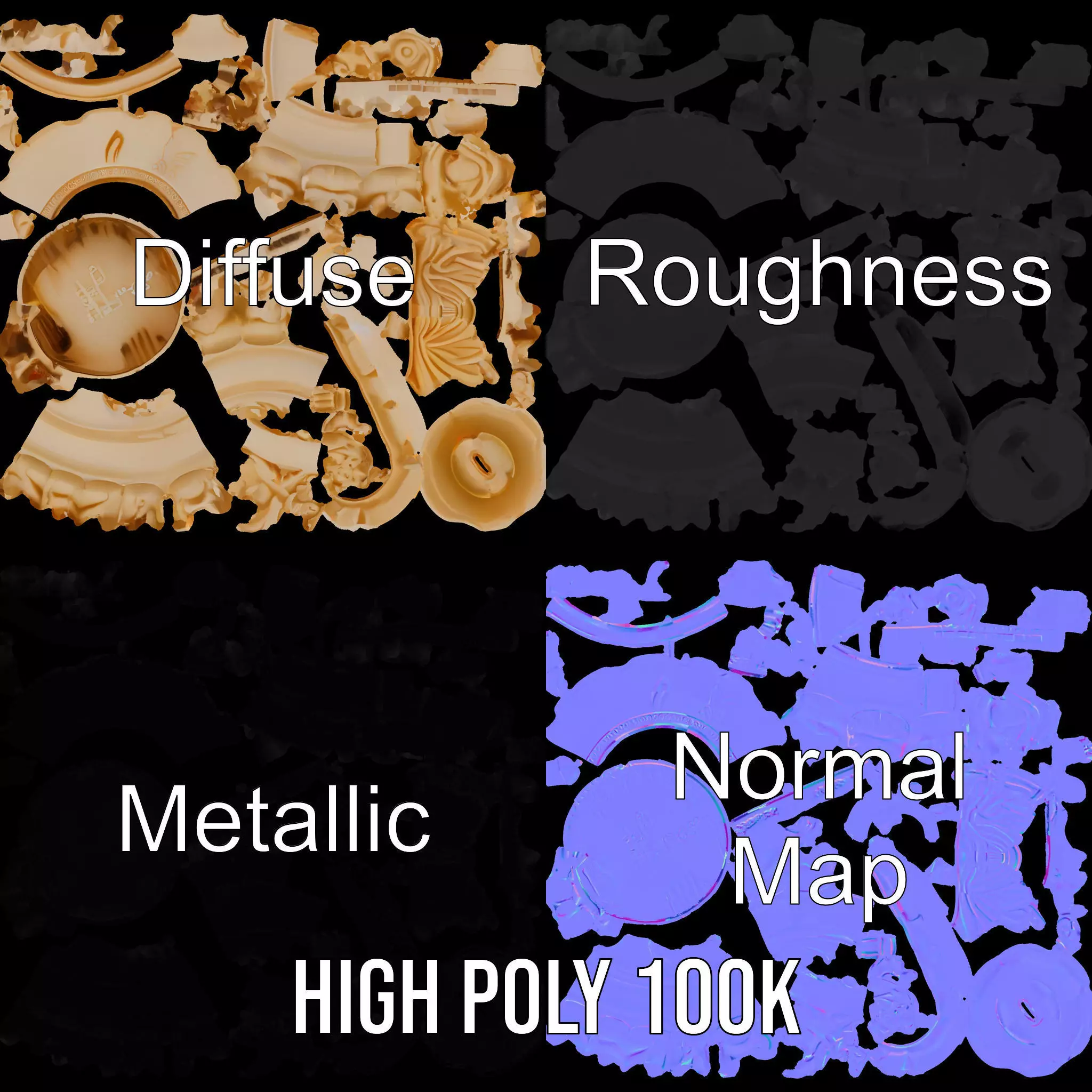 Elegant Ivory Chess King model pack Low-poly 3D model_3