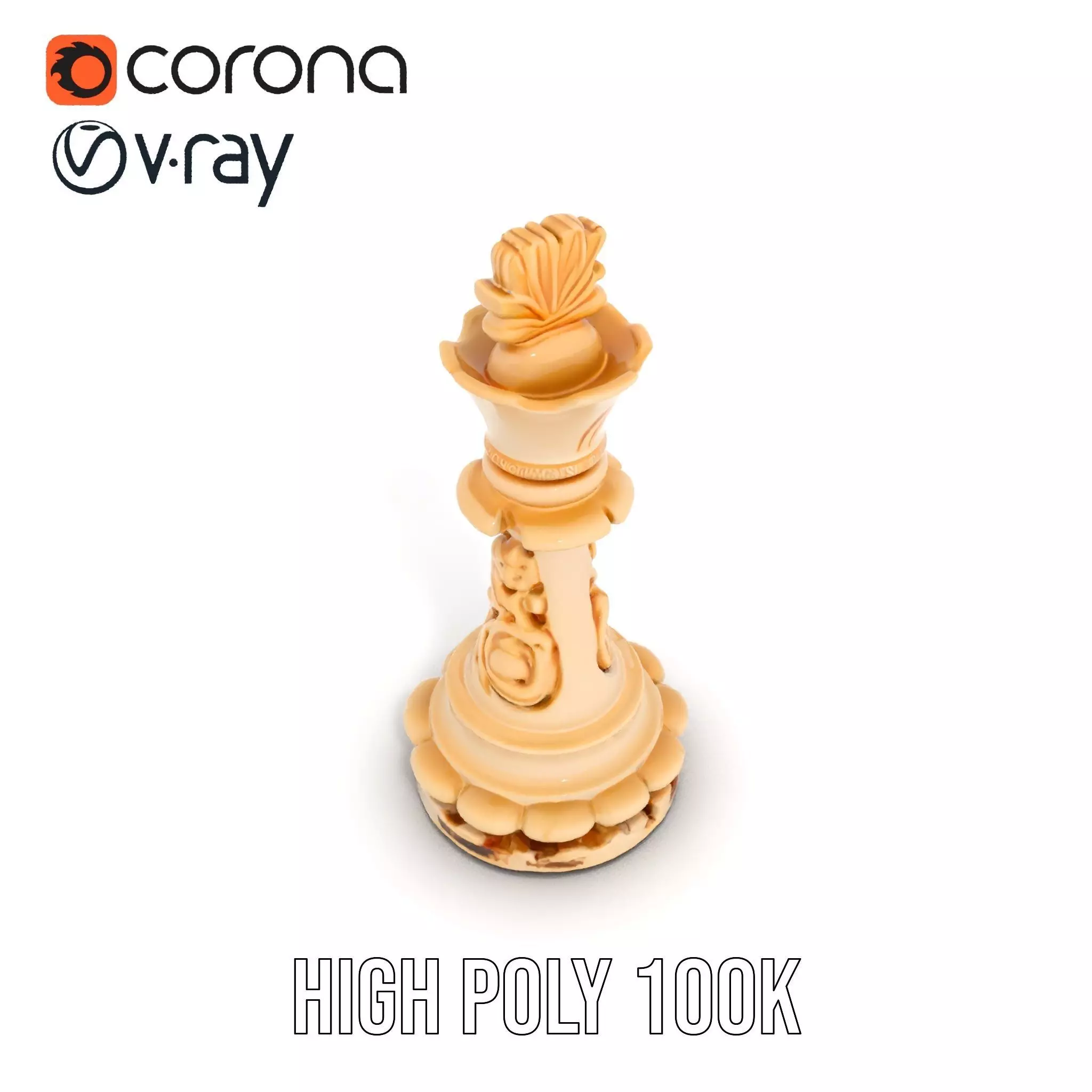 Elegant Ivory Chess King model pack Low-poly 3D model_31