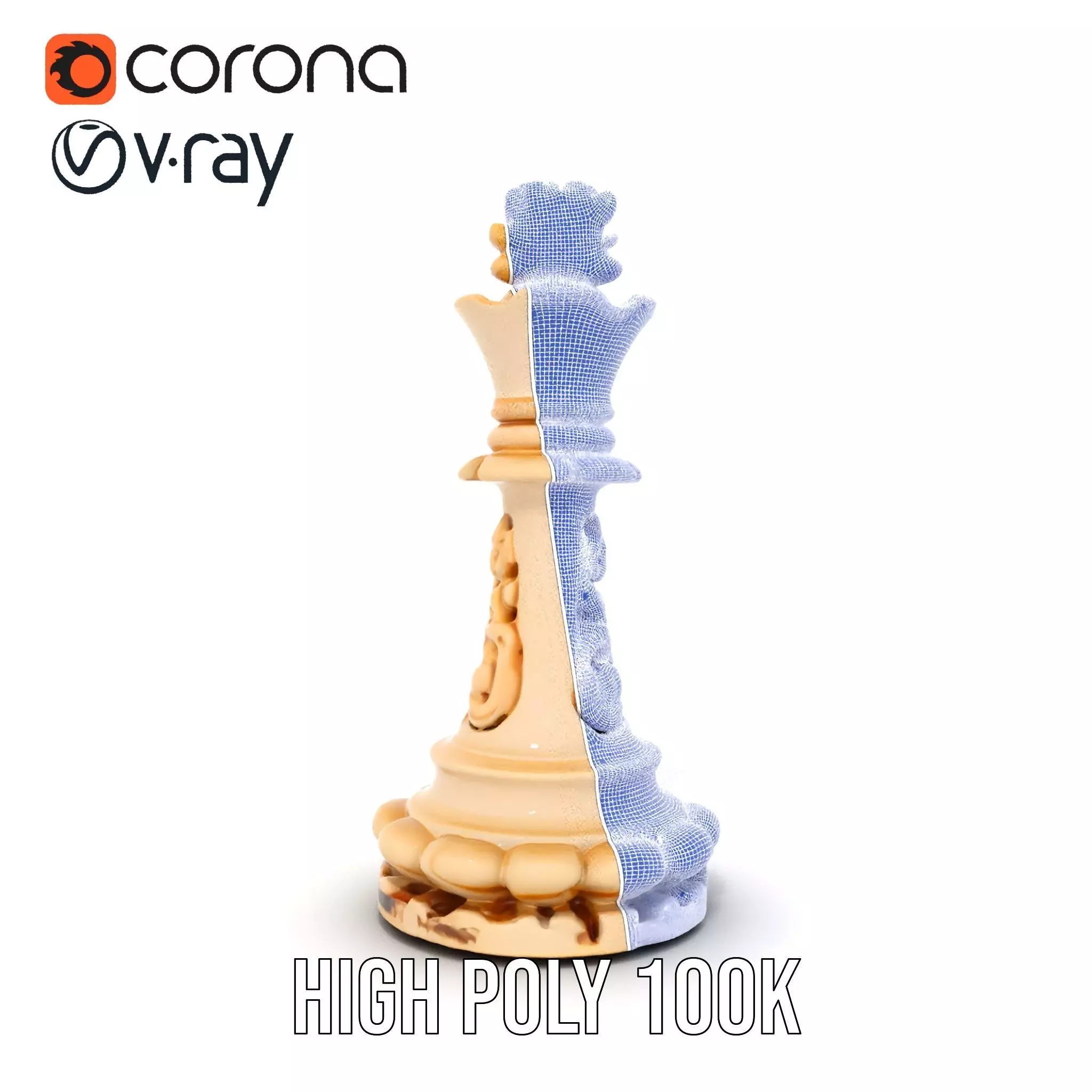 Elegant Ivory Chess King model pack Low-poly 3D model_34