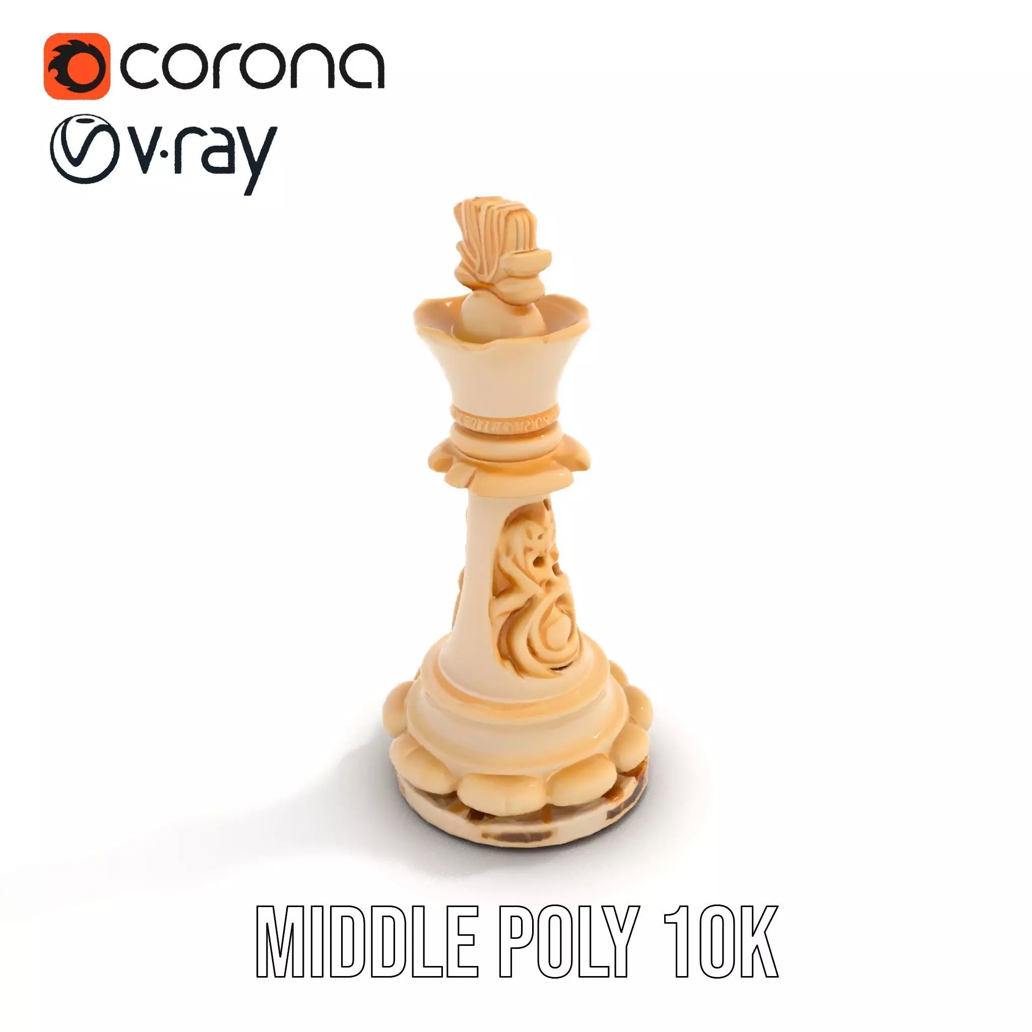 Elegant Ivory Chess King model pack Low-poly 3D model_13