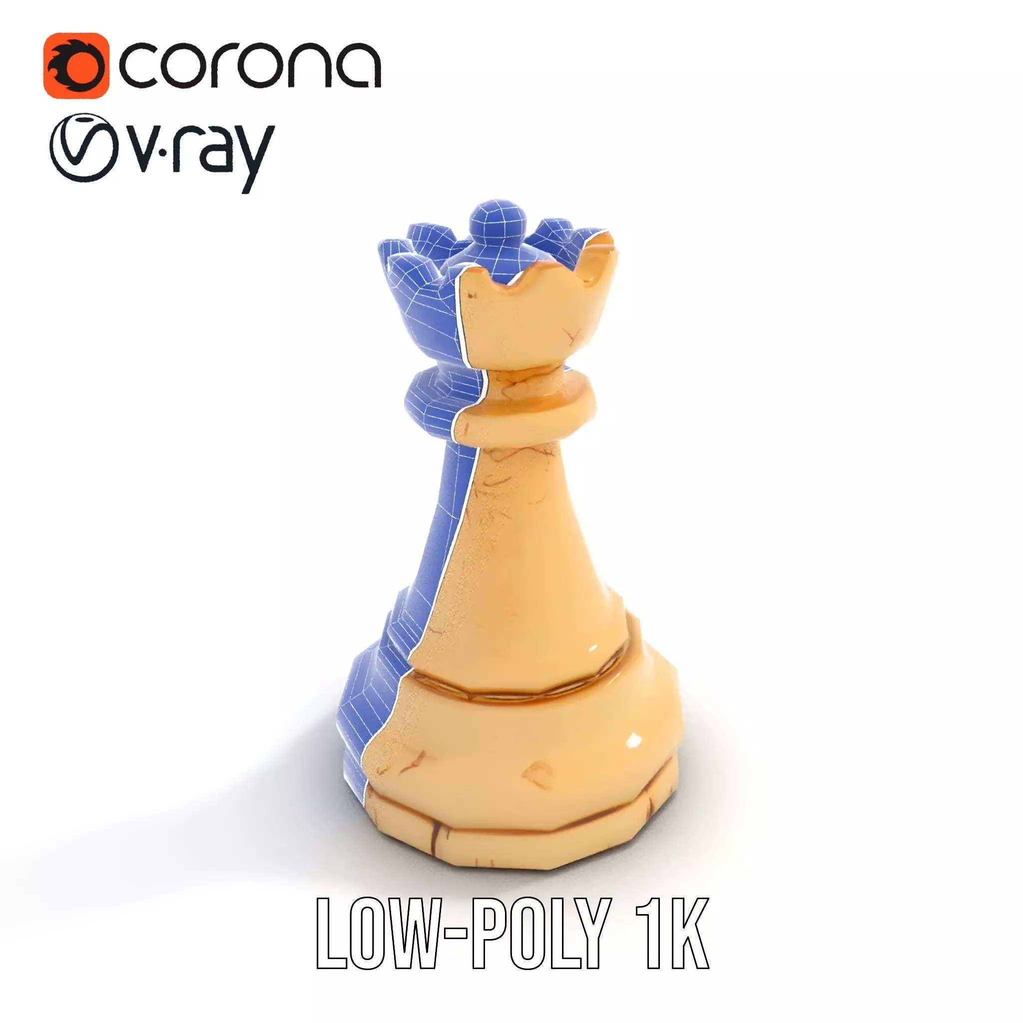 Ivory King Chess Piece model pack Low-poly 3D model_31