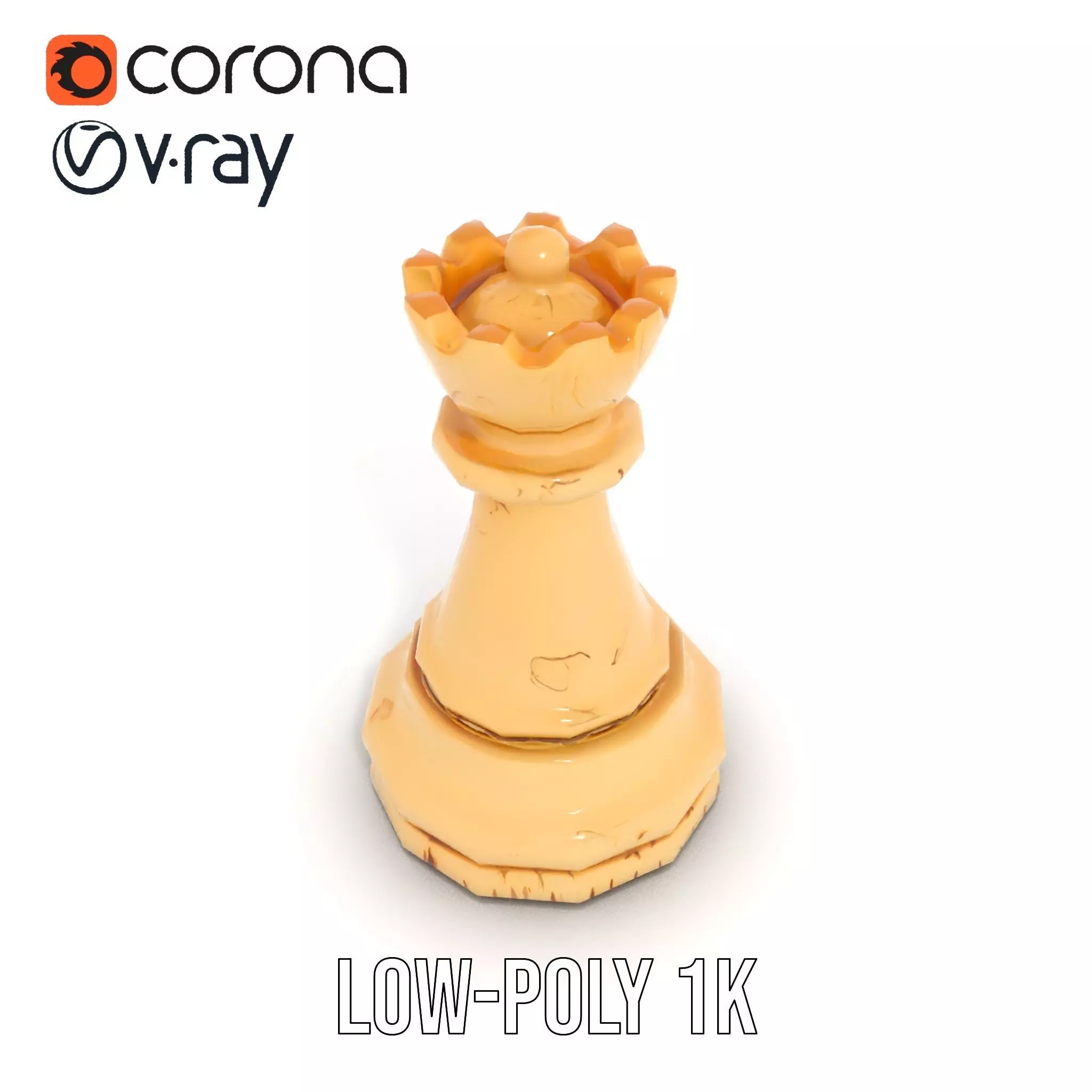 Ivory King Chess Piece model pack Low-poly 3D model_23