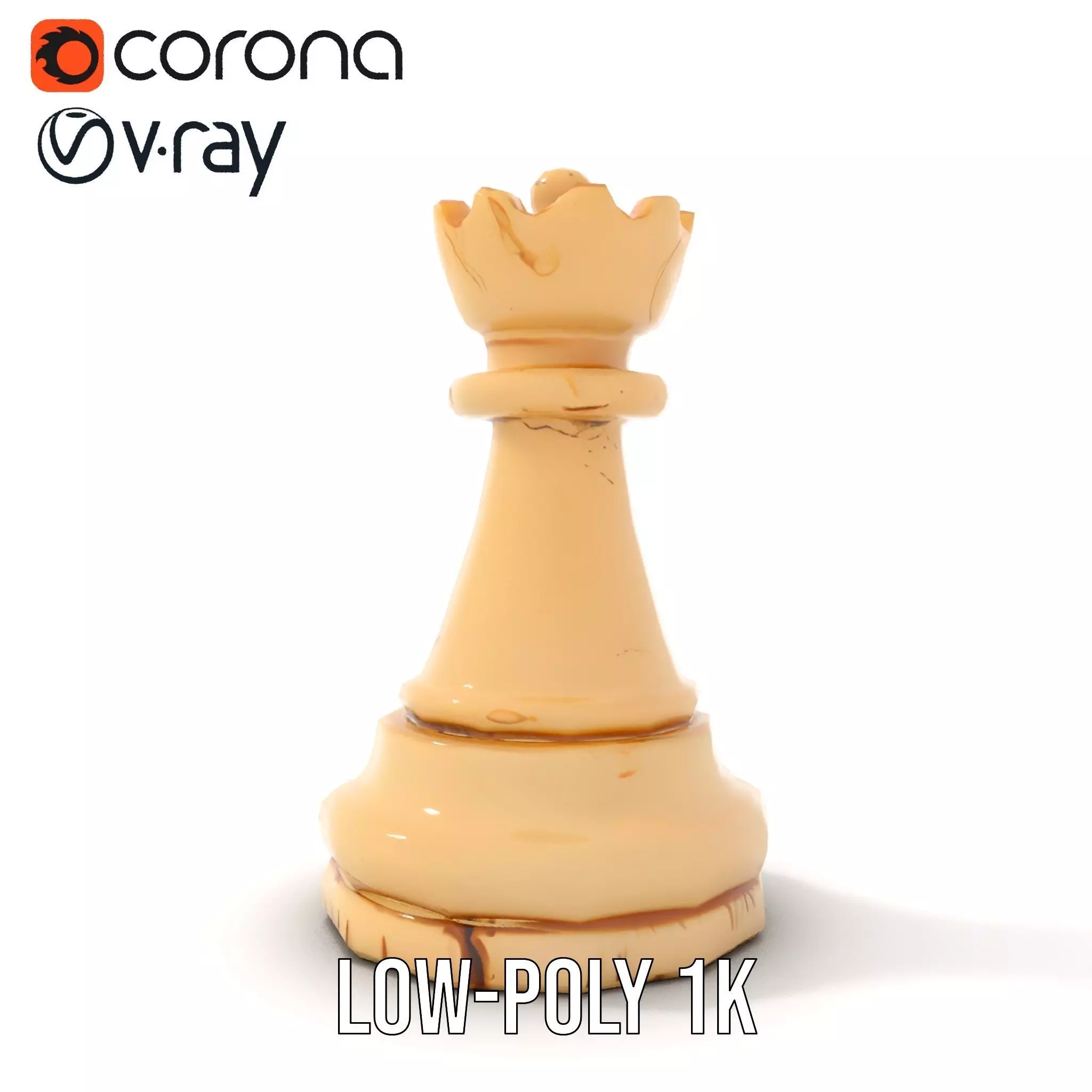 Ivory King Chess Piece model pack Low-poly 3D model_12