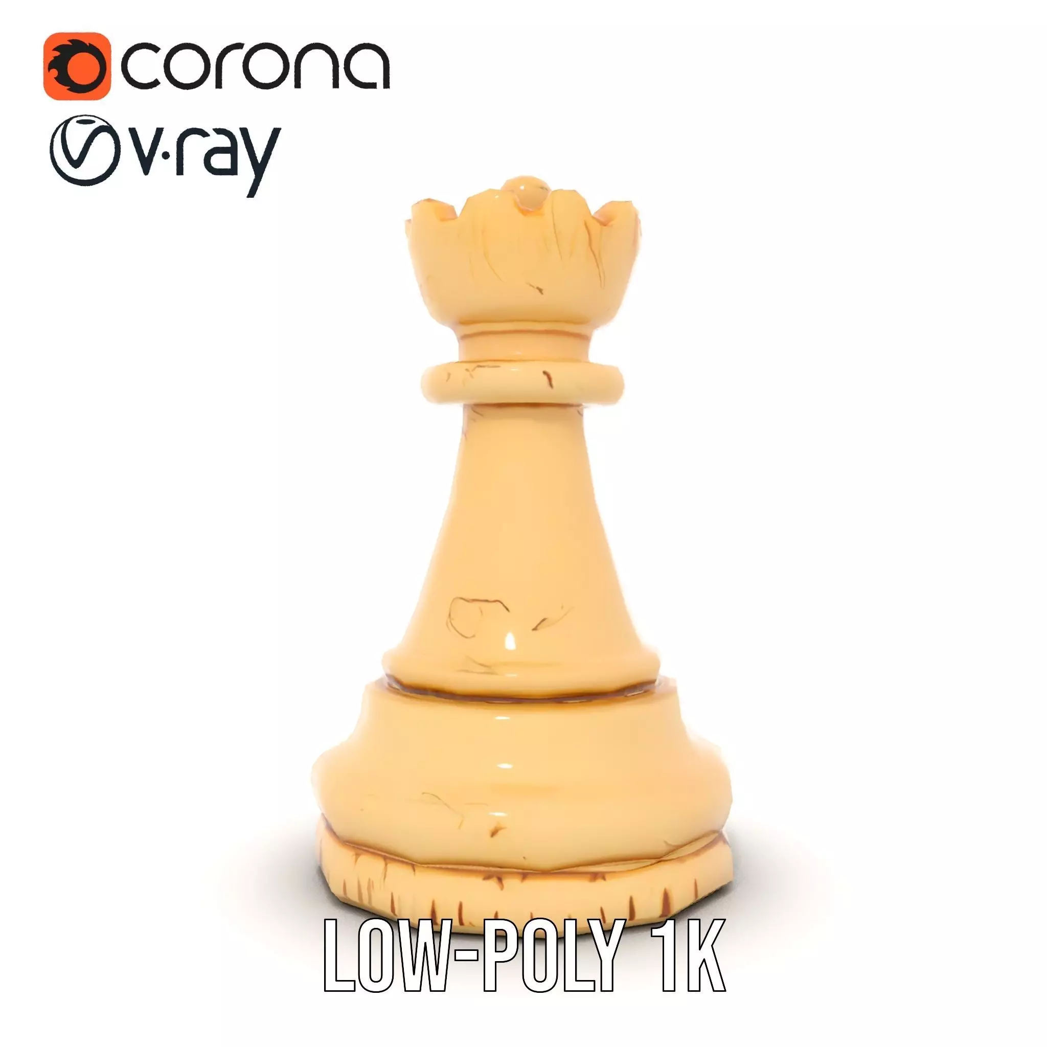 Ivory King Chess Piece model pack Low-poly 3D model_25