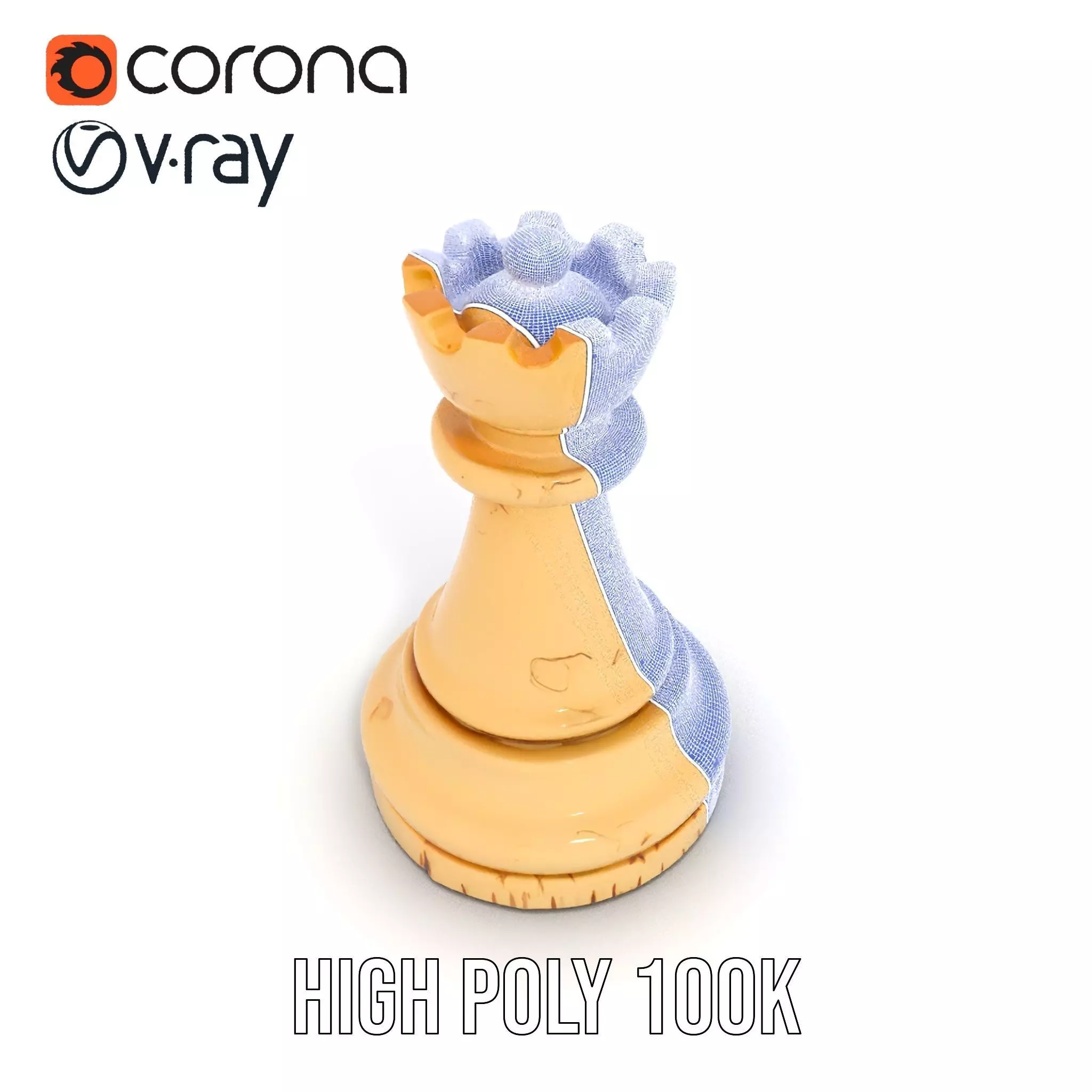 Ivory King Chess Piece model pack Low-poly 3D model_32