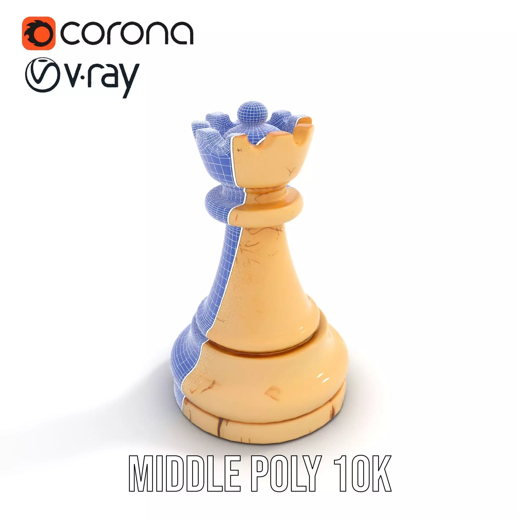 Ivory King Chess Piece model pack Low-poly 3D model_19