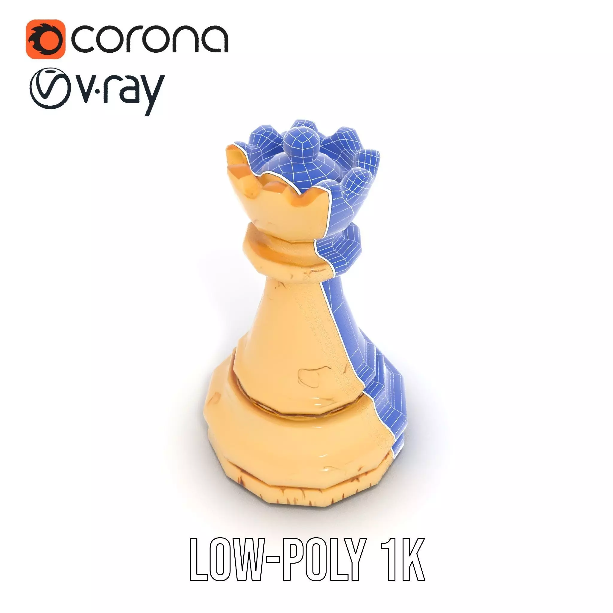 Ivory King Chess Piece model pack Low-poly 3D model_17