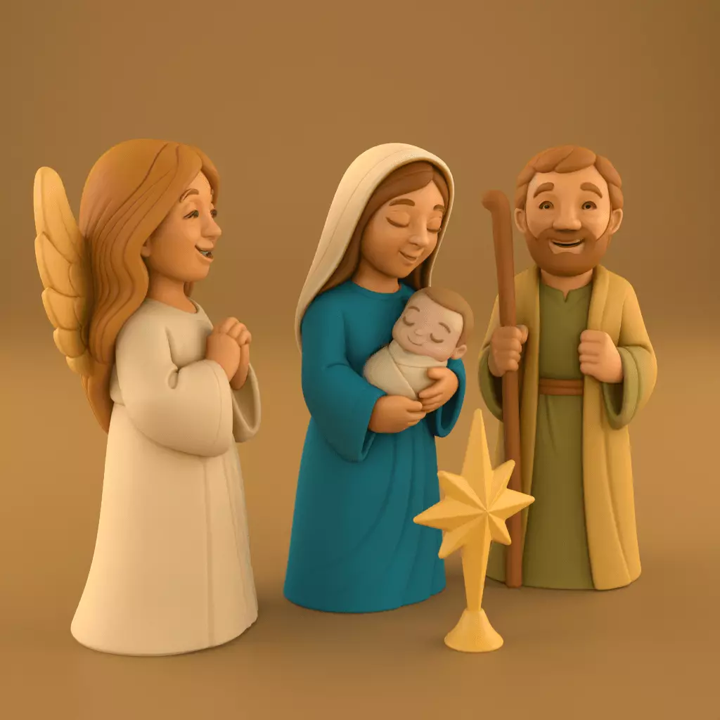 Joyful Nativity Scene STL Christmas 3D Print File 3D print model_1