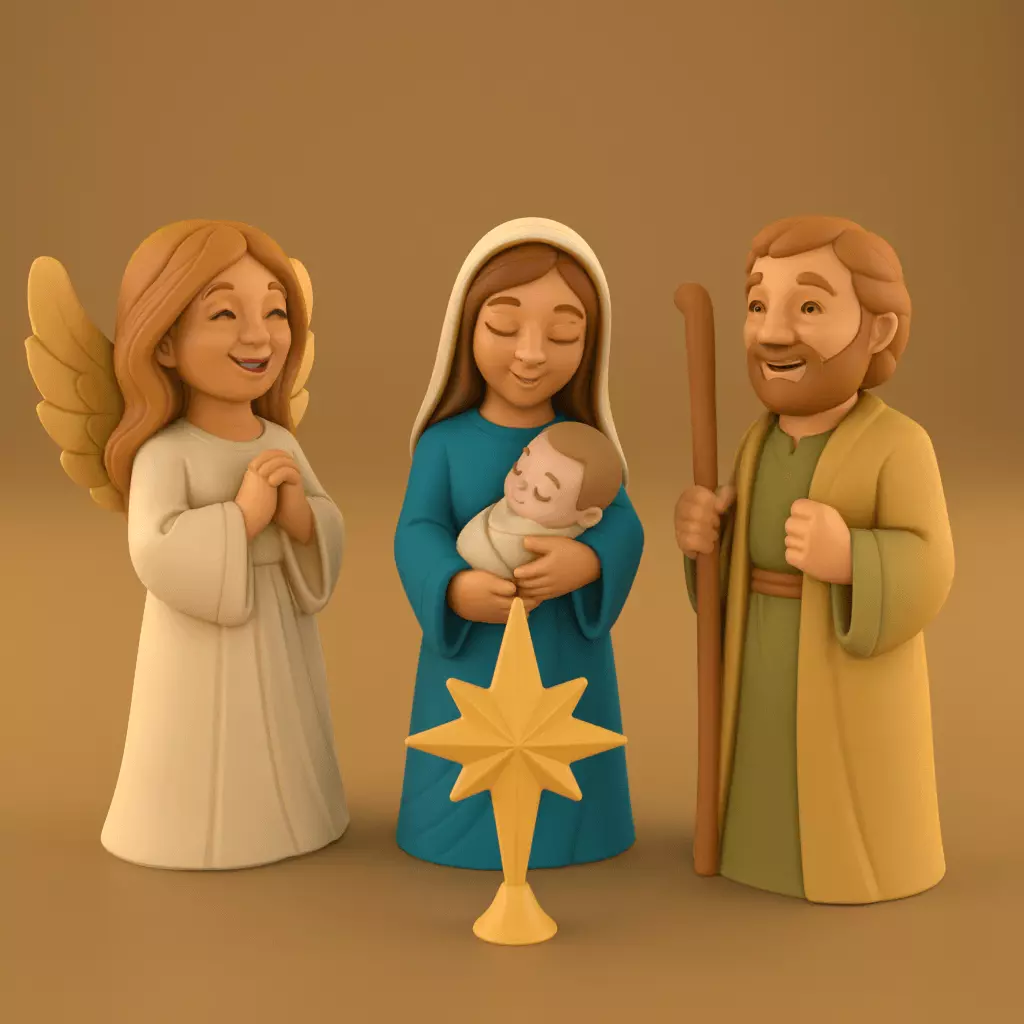 Joyful Nativity Scene STL Christmas 3D Print File 3D print model_0