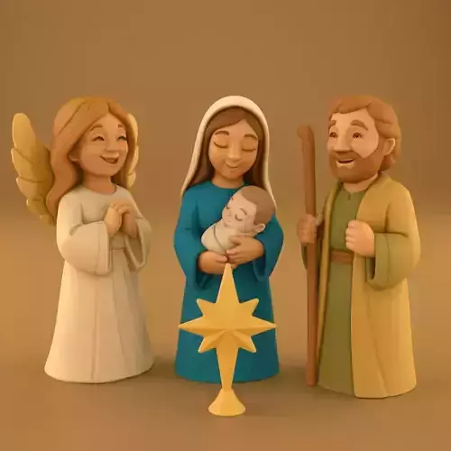 Joyful Nativity Scene STL Christmas 3D Print File 3D print model