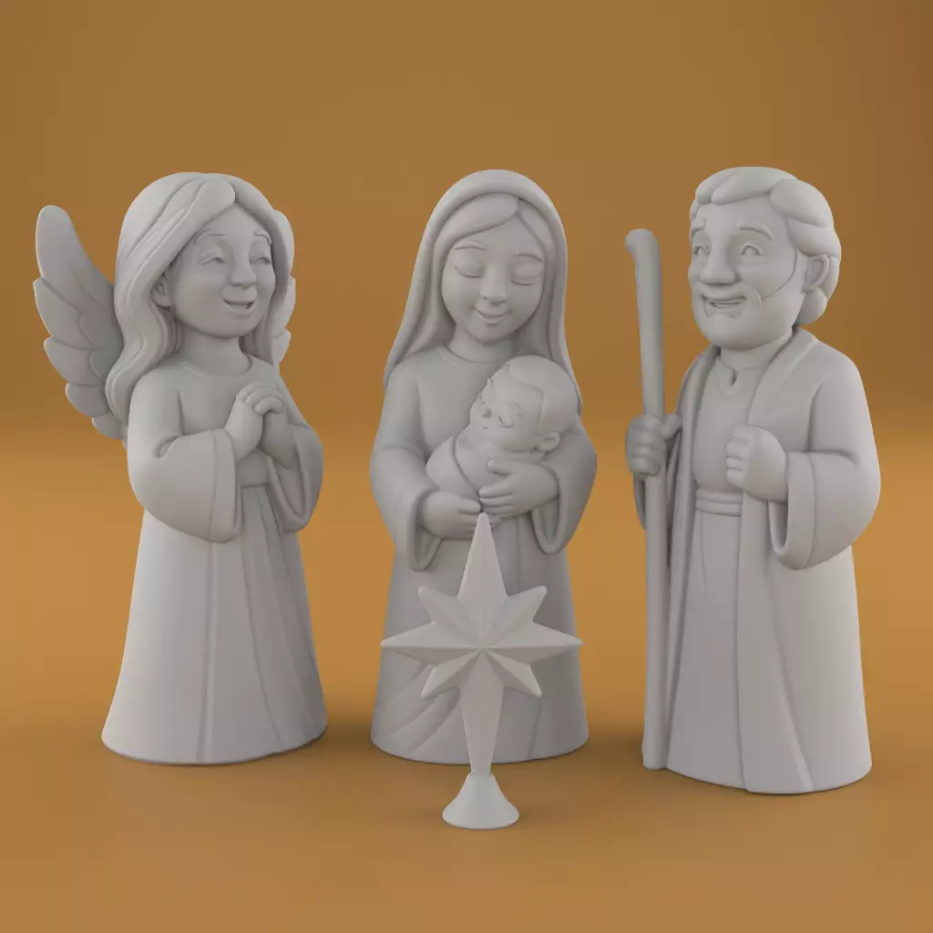 Joyful Nativity Scene STL Christmas 3D Print File 3D print model_3