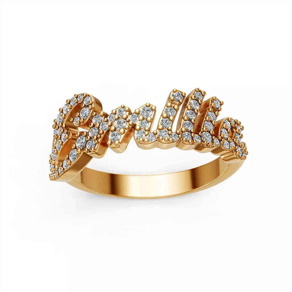 Emilia name ring 3D print model_0