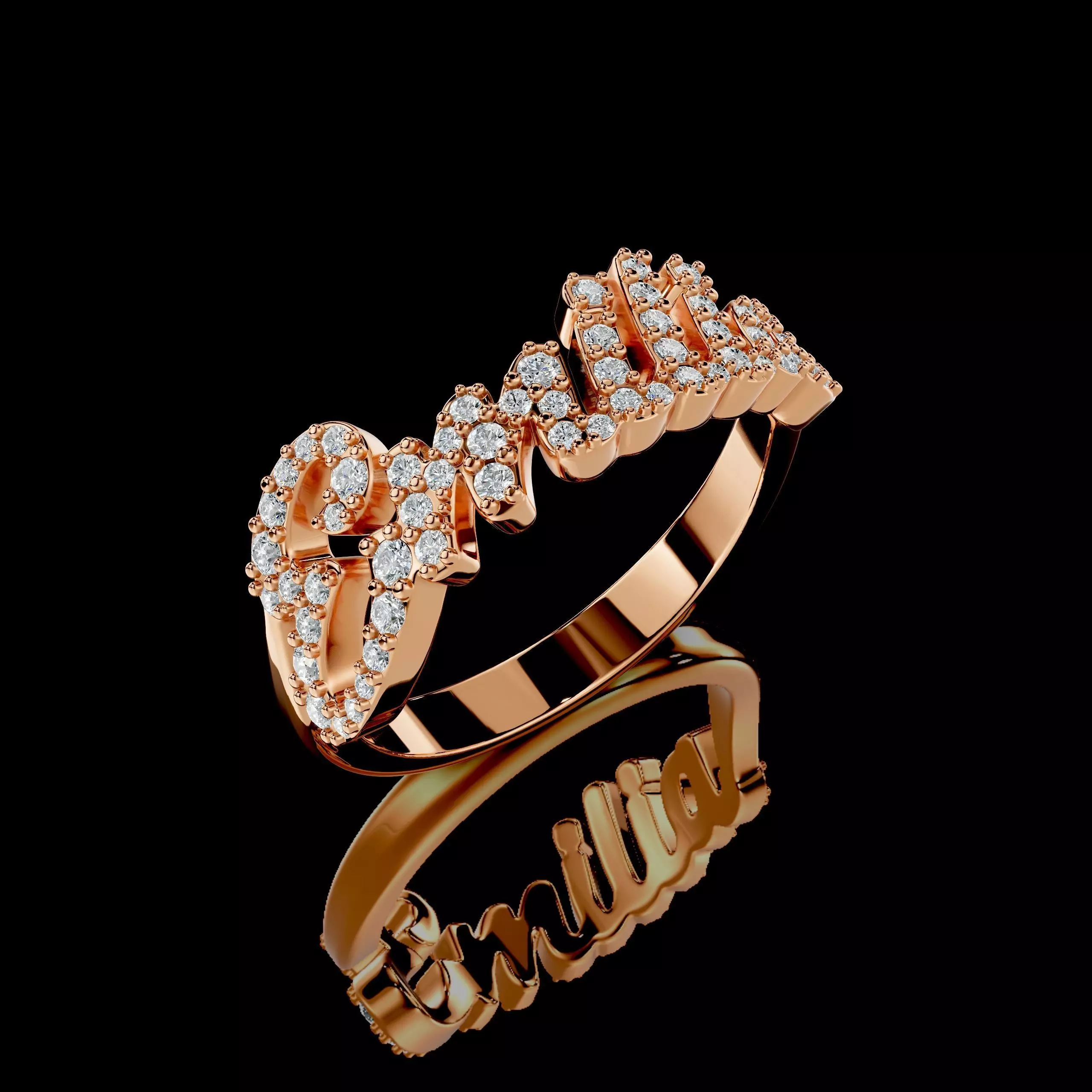 Emilia name ring 3D print model_18