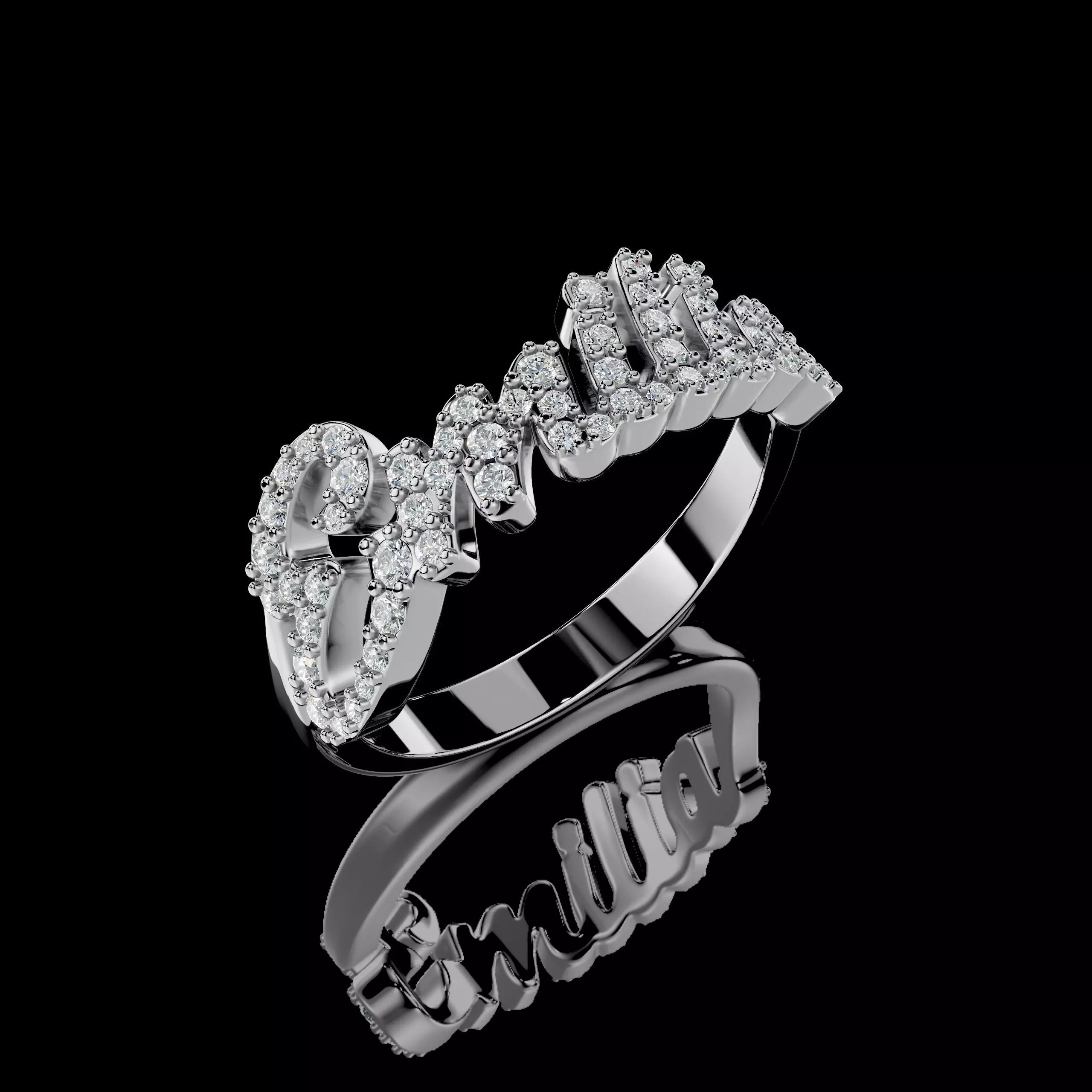 Emilia name ring 3D print model_24