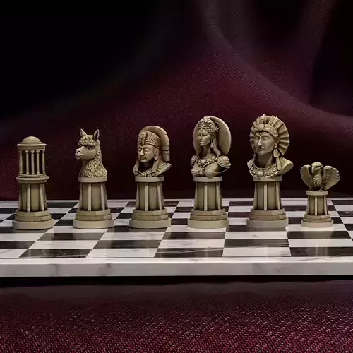Inca Civilization Chess Set Sun Moon Alpaca Condor 3D print model
