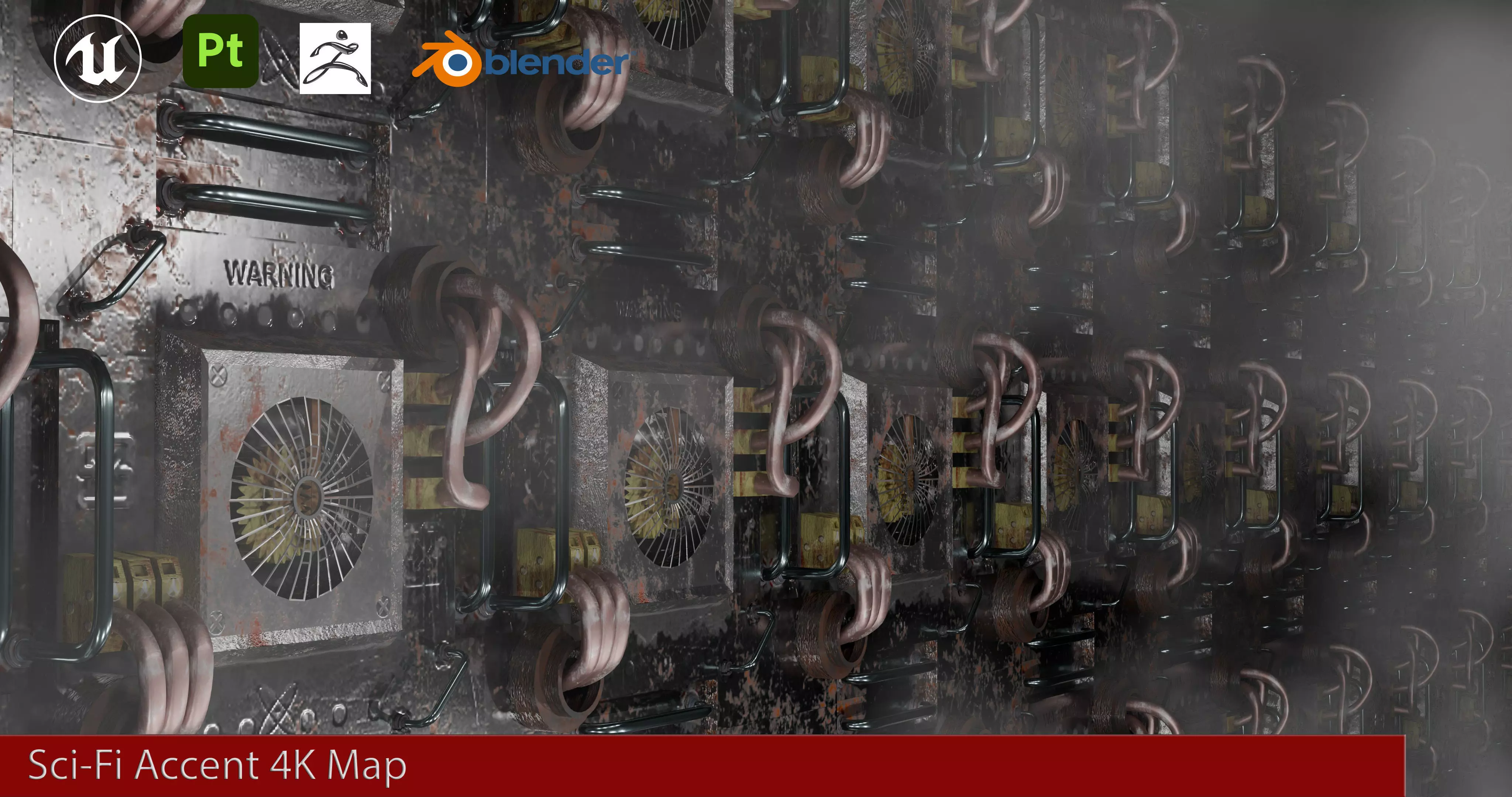Sci-Fi Industrial Wall Panel Low-poly 3D model