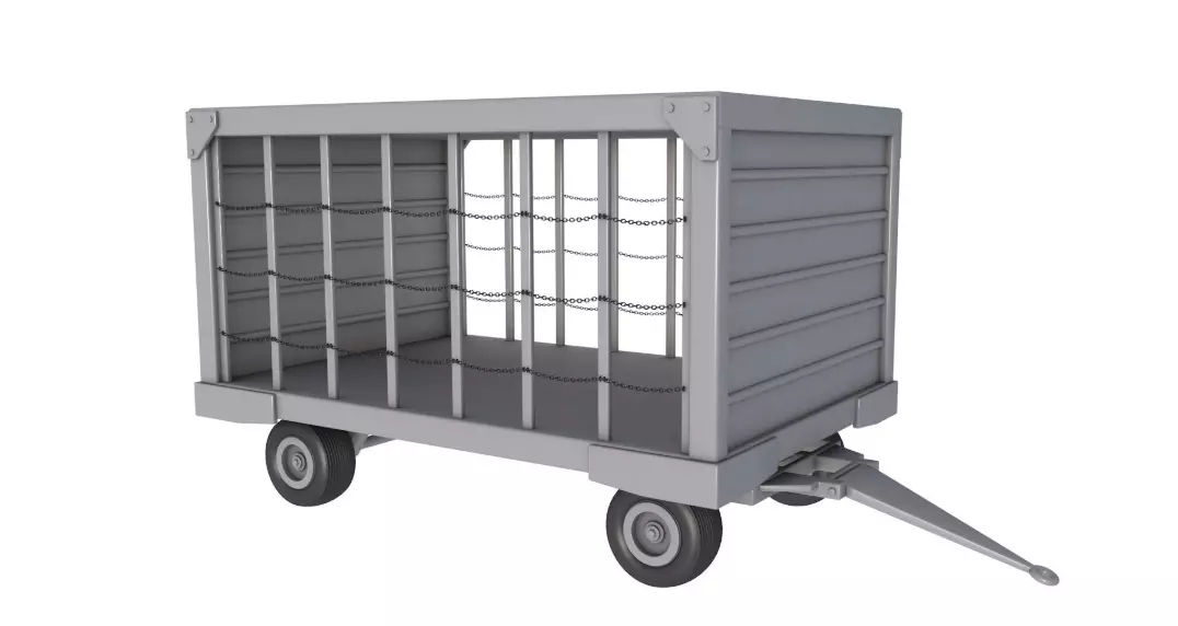 Airport Closed Baggage Trailer 3D model
