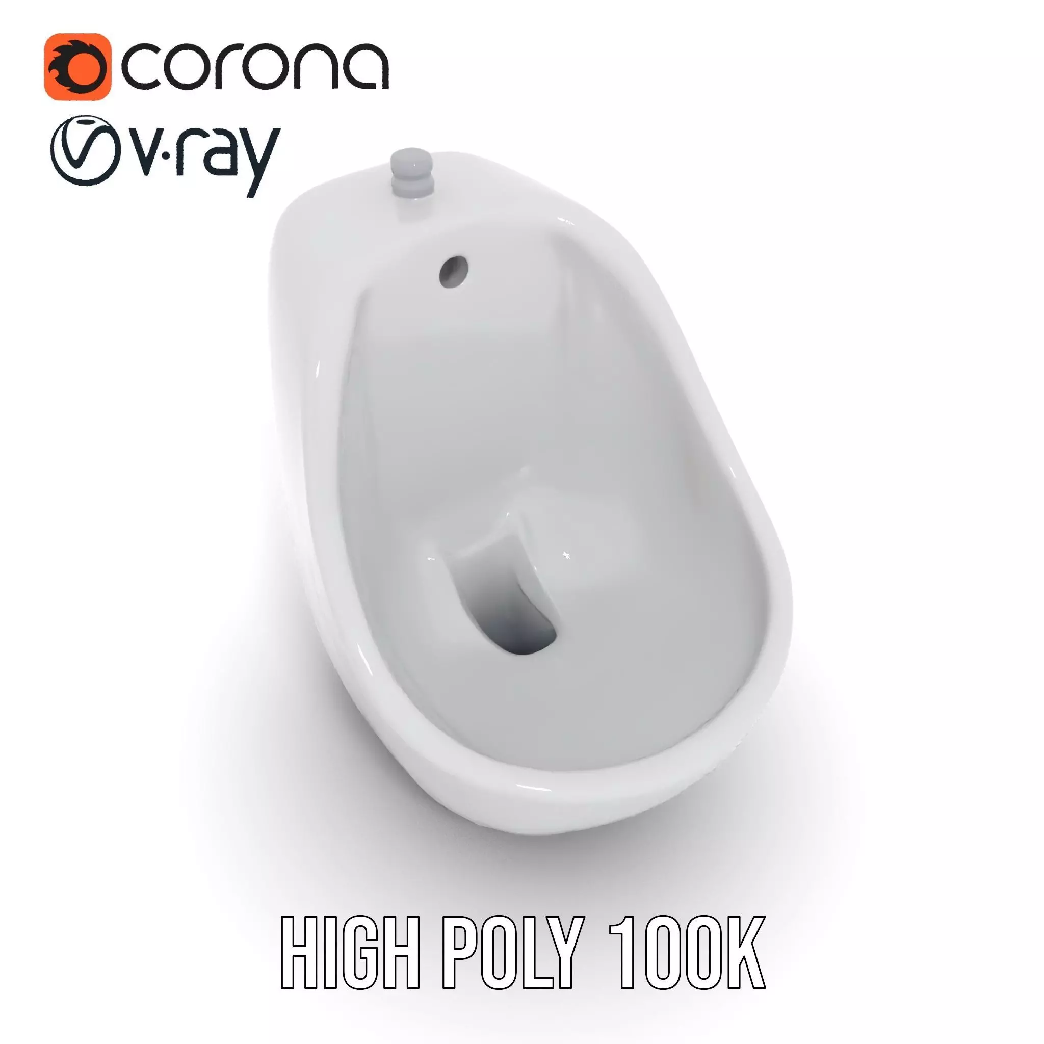 Modern White Urinal model pack Low-poly 3D model_20