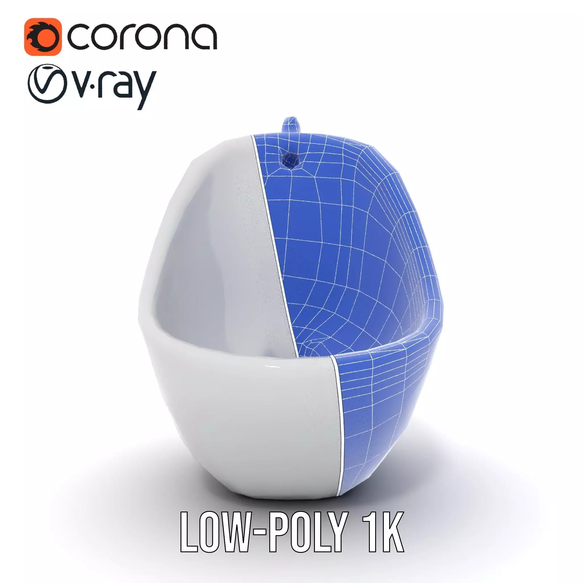 Modern White Urinal model pack Low-poly 3D model_30