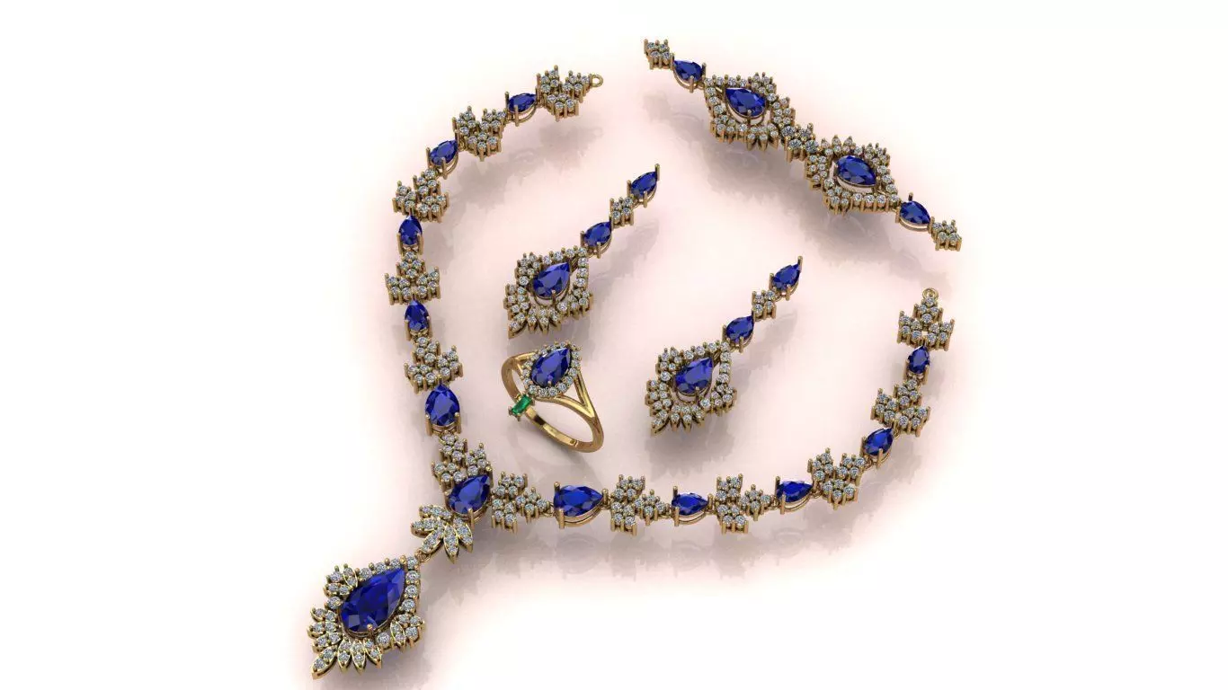 Full-set Jewelry model - Azure Symphony for Her 3D print model_0