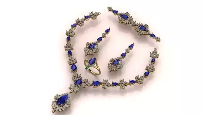 Full-set Jewelry model - Azure Symphony for Her 3D print model Full-set Jewelry model - Azure Symphony for Her 3D print model