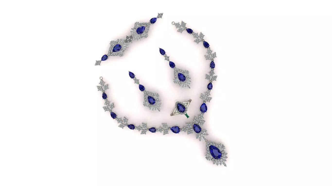 Full-set Jewelry model - Azure Symphony for Her 3D print model_31