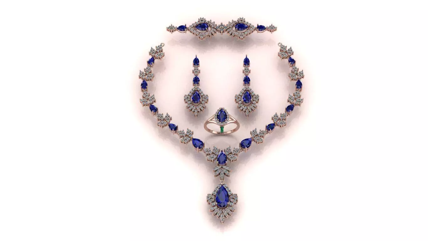 Full-set Jewelry model - Azure Symphony for Her 3D print model_1