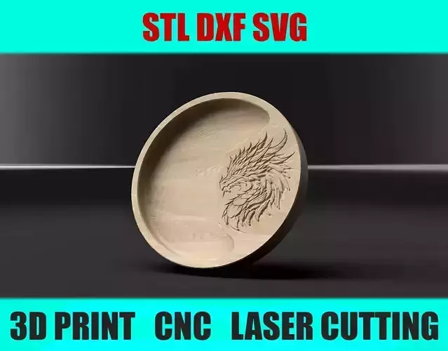 Dragon Snack Tray  STL DXF SVG for Cnc 3D Print Laser Cutting