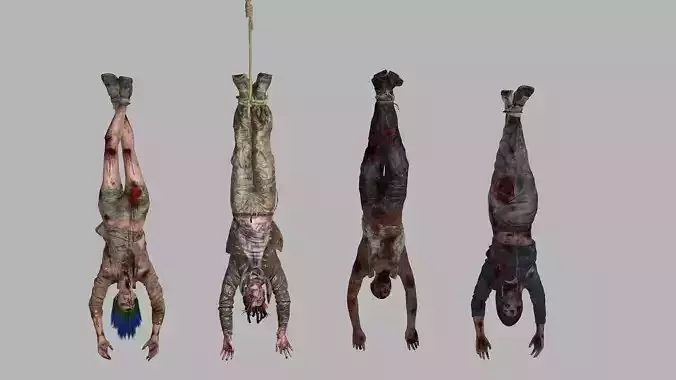 Horror Assets - Human Corpses Pack X9 Low-poly 3D Model