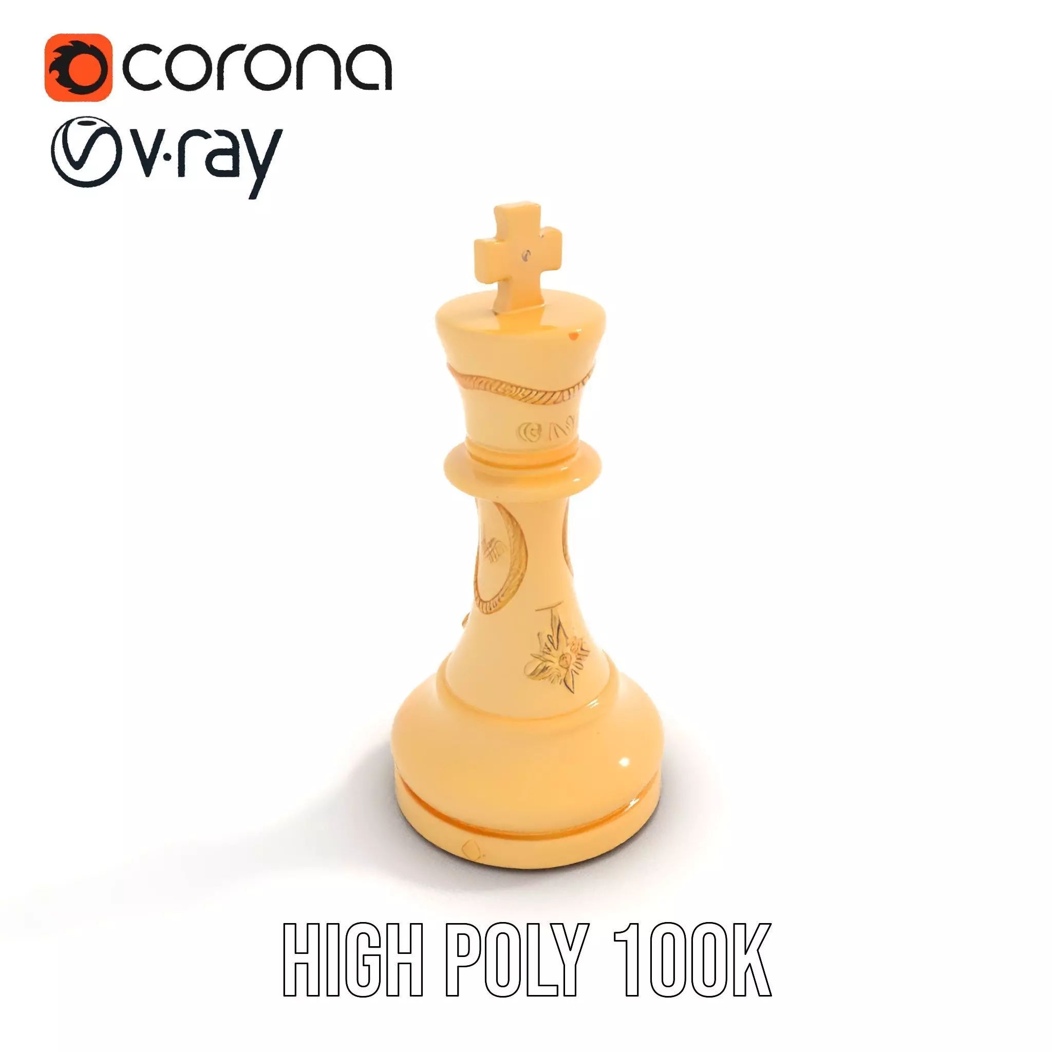 Ivory Chess King model pack Low-poly 3D model_16