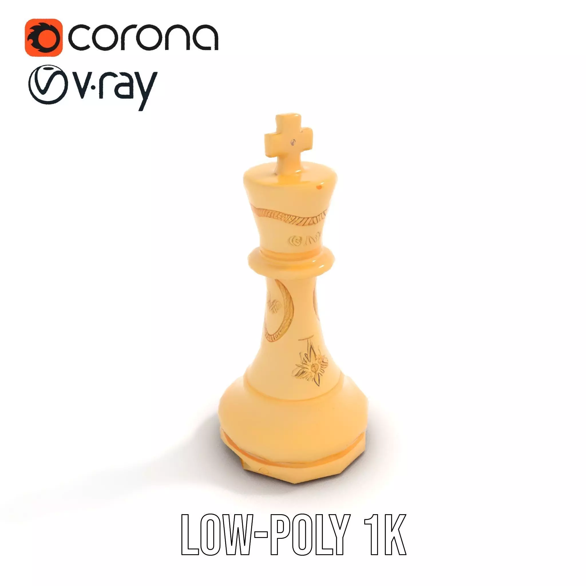 Ivory Chess King model pack Low-poly 3D model_9