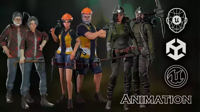 Urban Mining And Lumber Modular Character Bundle