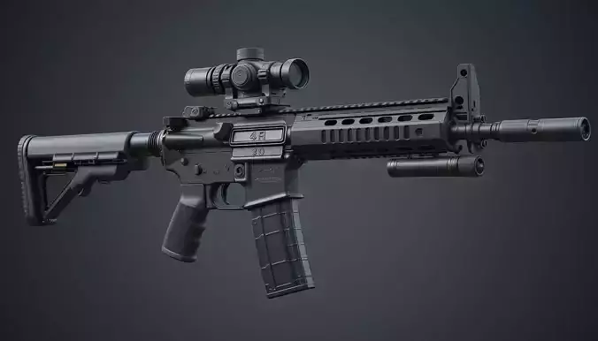 Realistic Tactical Assault Rifle 3D Model Gun for Unity Unreal