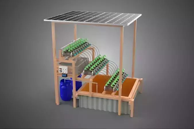 SOLAR PANEL POWERED IOT HYDROPONIC PLANT BOTTLE CONTAINER POND