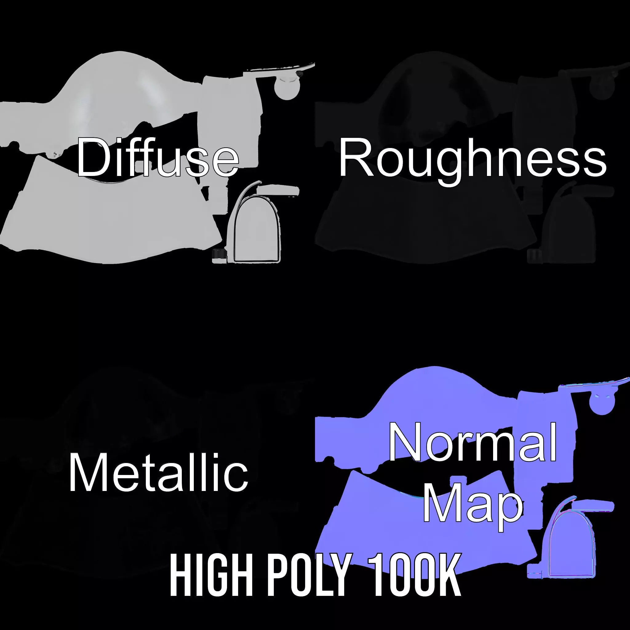 Sleek White Bidet model pack Low-poly 3D model_3