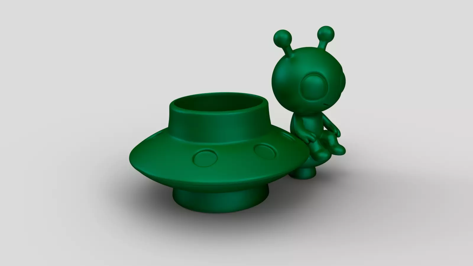 Cute Alien UFO Pen Holder 3D print model_6
