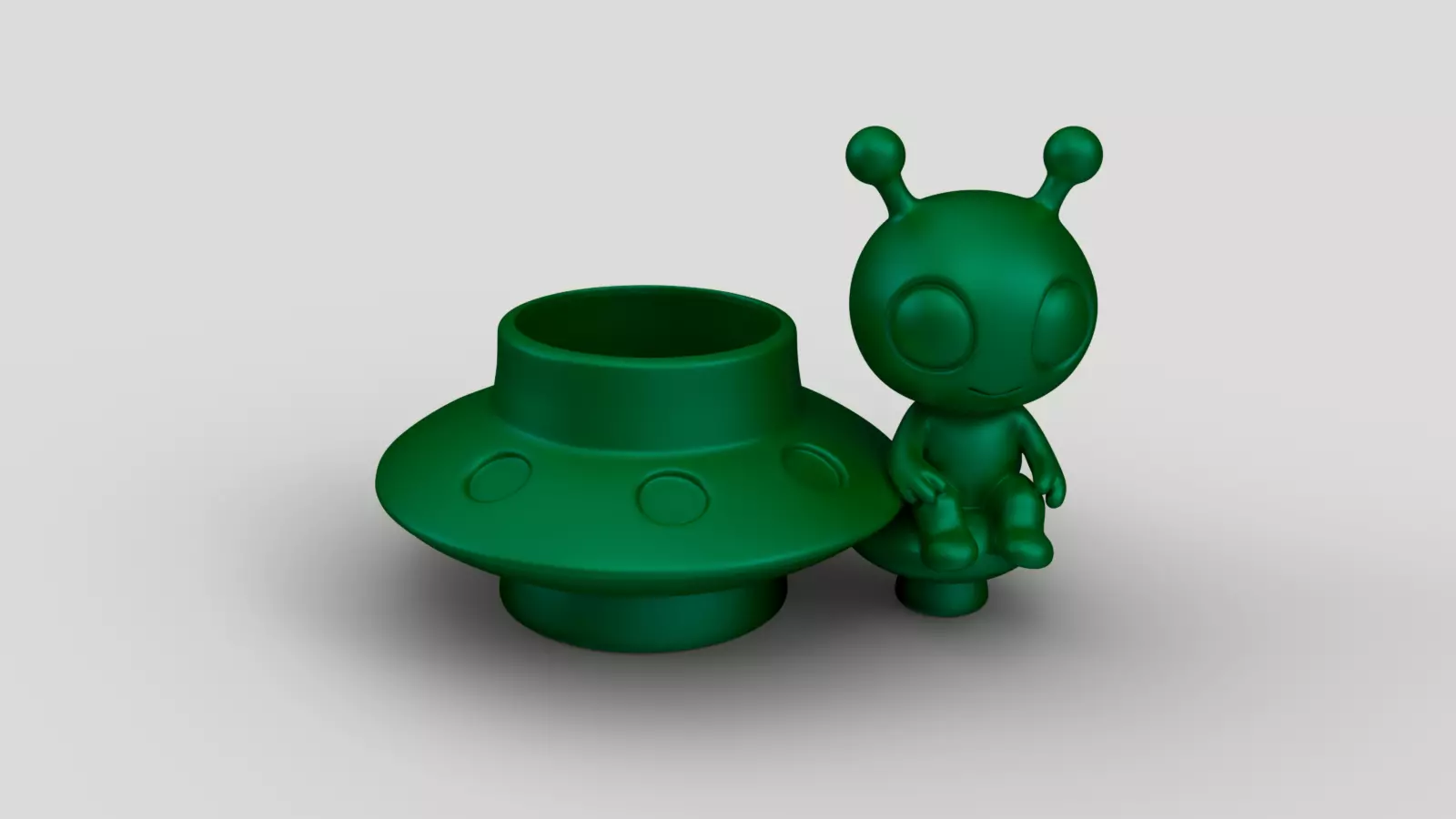 Cute Alien UFO Pen Holder 3D print model_0