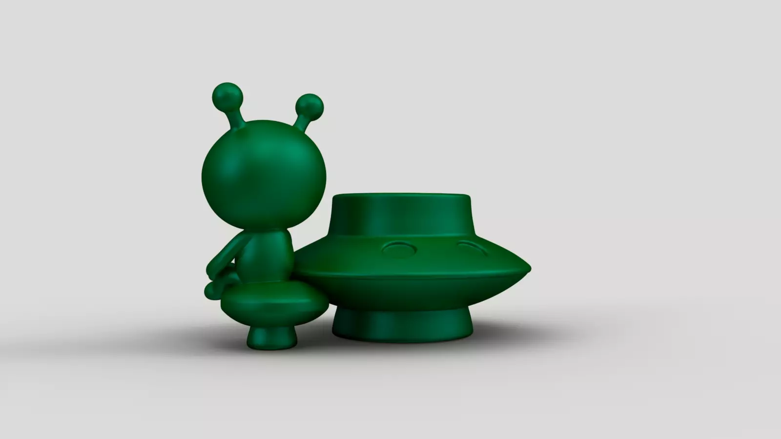 Cute Alien UFO Pen Holder 3D print model_8
